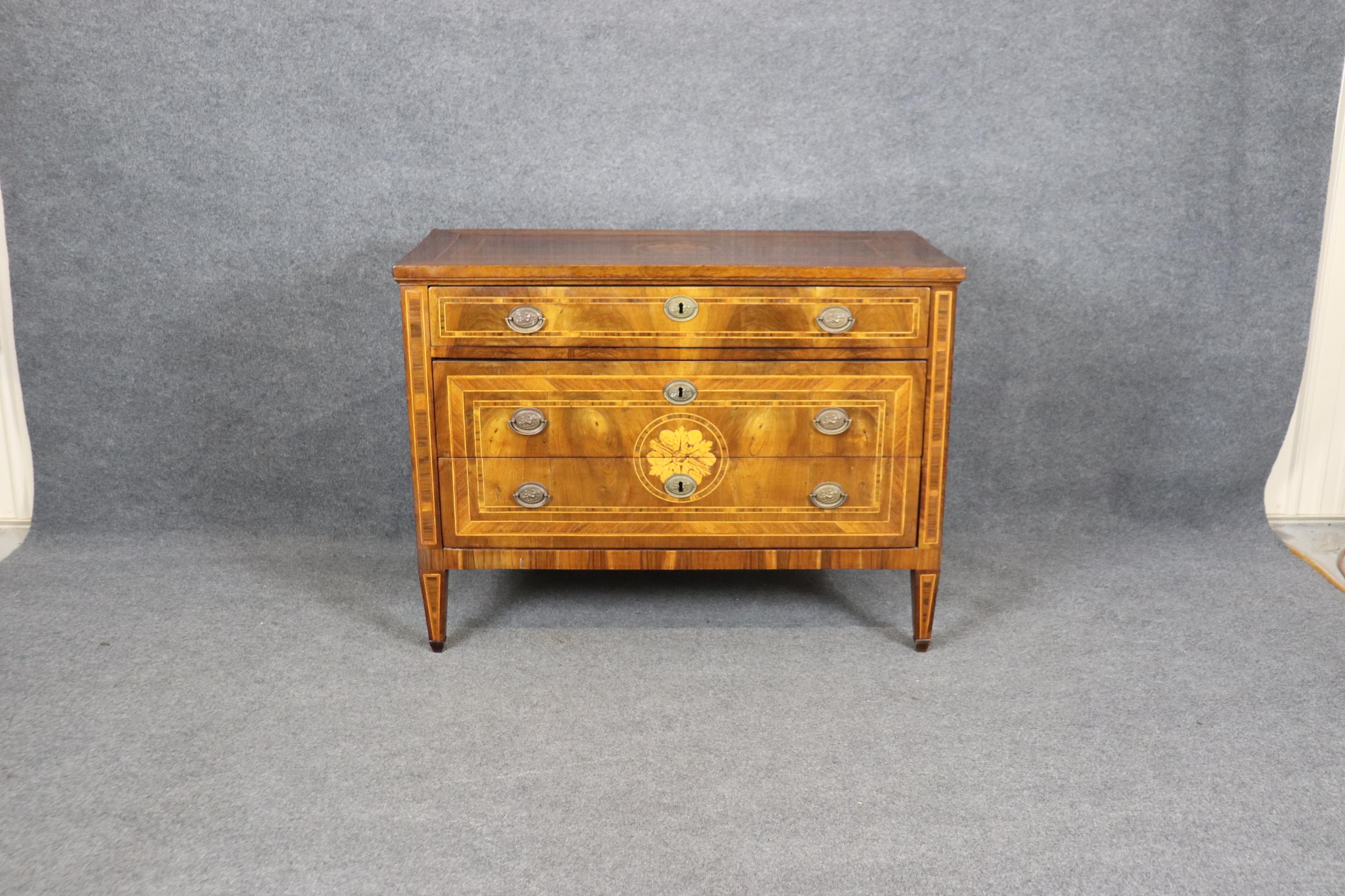 Mid-19th Century Fantastic 1850s era Italian Made Formal Walnut Directoire Style Commode  For Sale