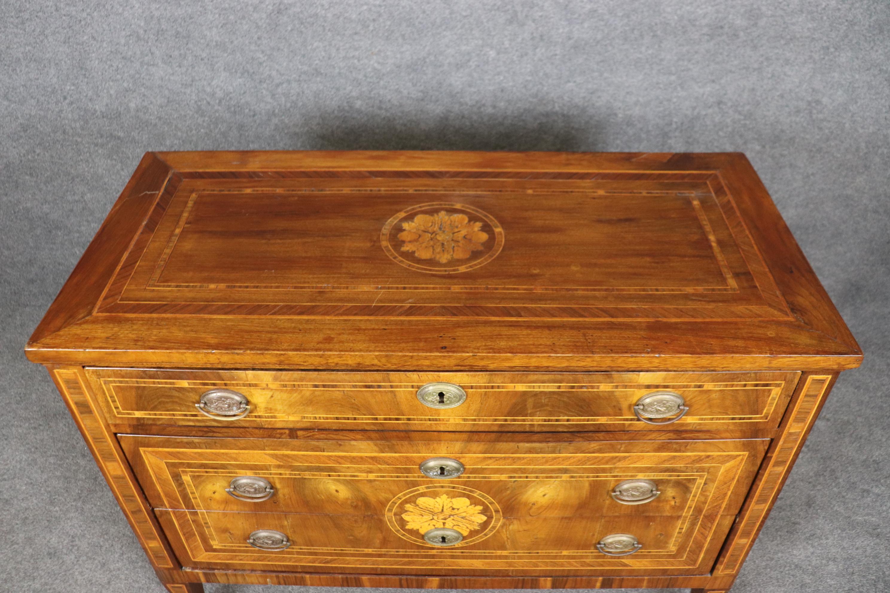 Fantastic 1850s era Italian Made Formal Walnut Directoire Style Commode  For Sale 2