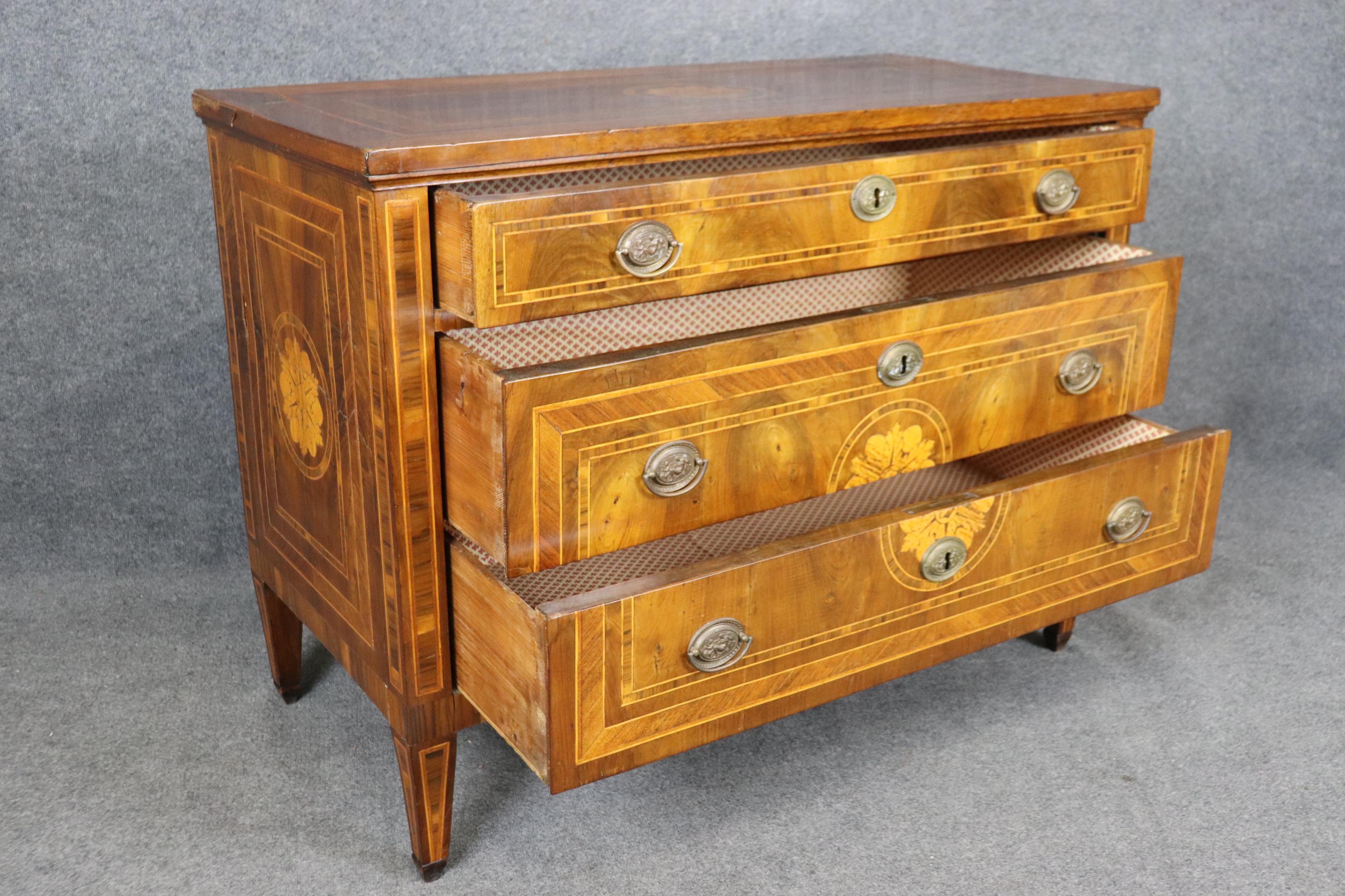 Fantastic 1850s era Italian Made Formal Walnut Directoire Style Commode  For Sale 3