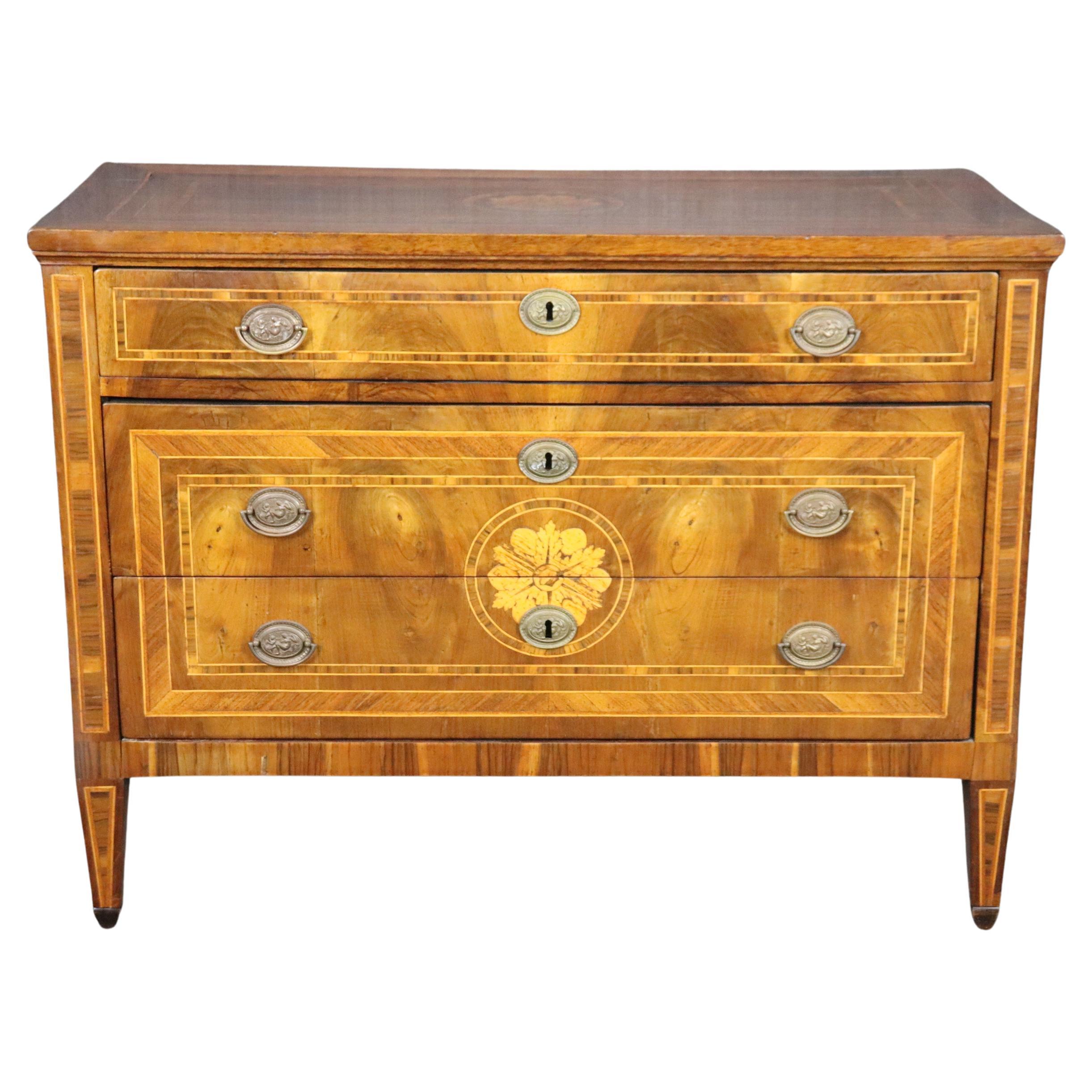 Fantastic 1850s era Italian Made Formal Walnut Directoire Style Commode  For Sale
