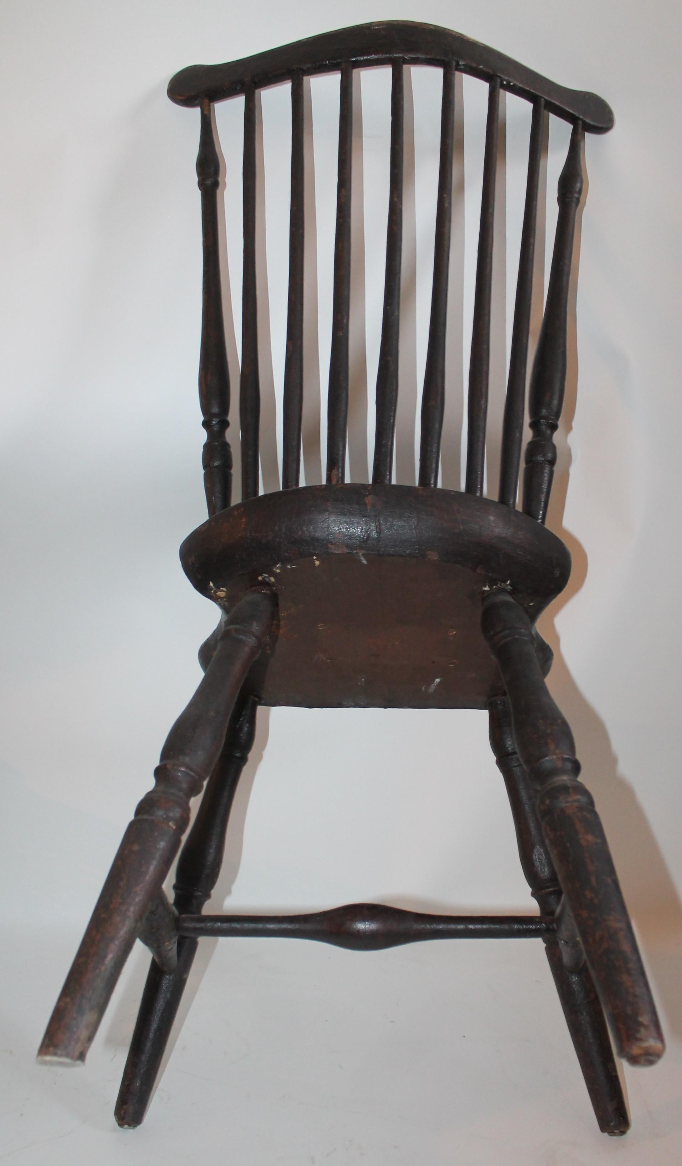 Fantastic 18thc Original Painted New England Windsor Side  Chair 3