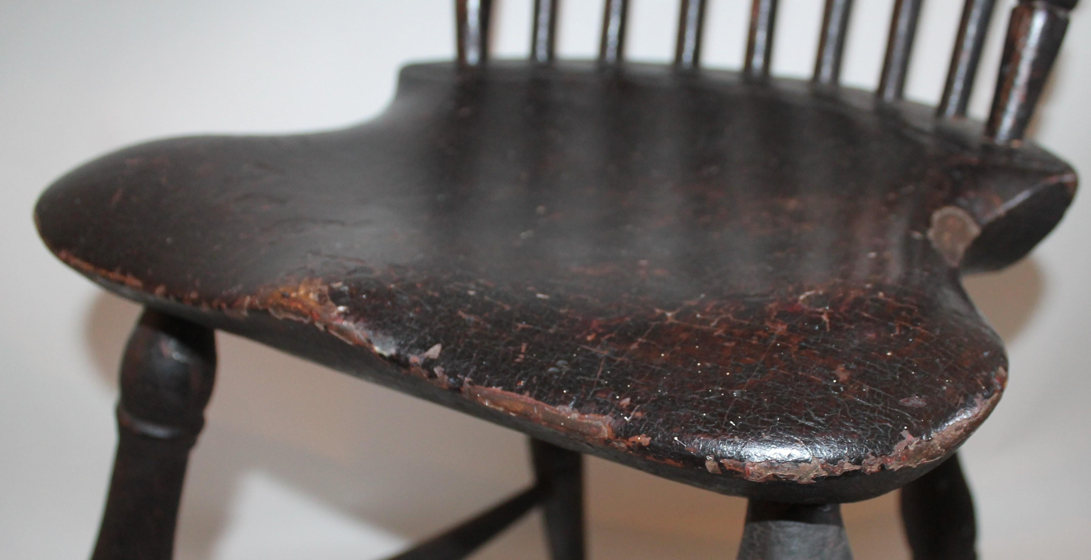 Fantastic 18thc Original Painted New England Windsor Side  Chair 8