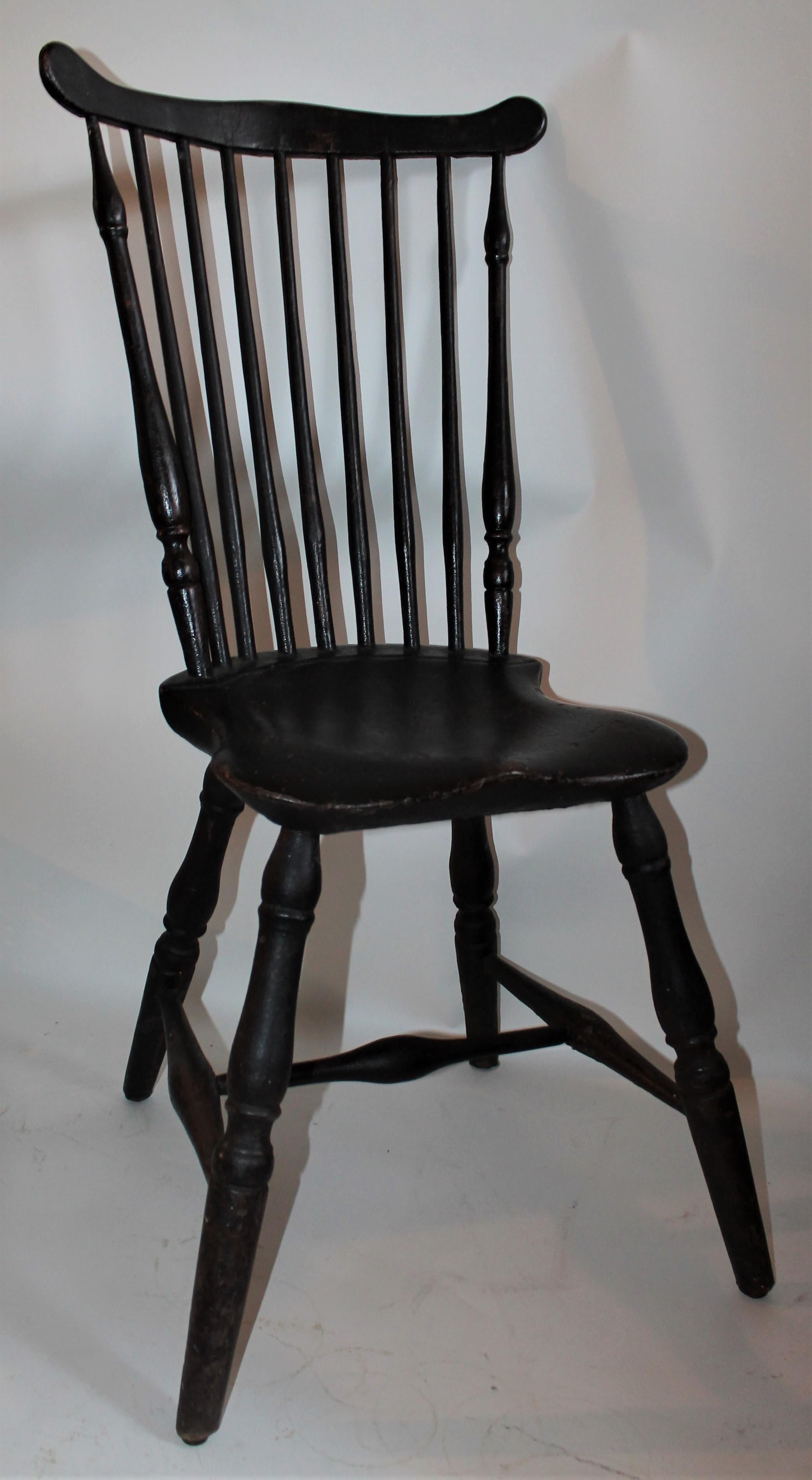 American Fantastic 18thc Original Painted New England Windsor Side  Chair