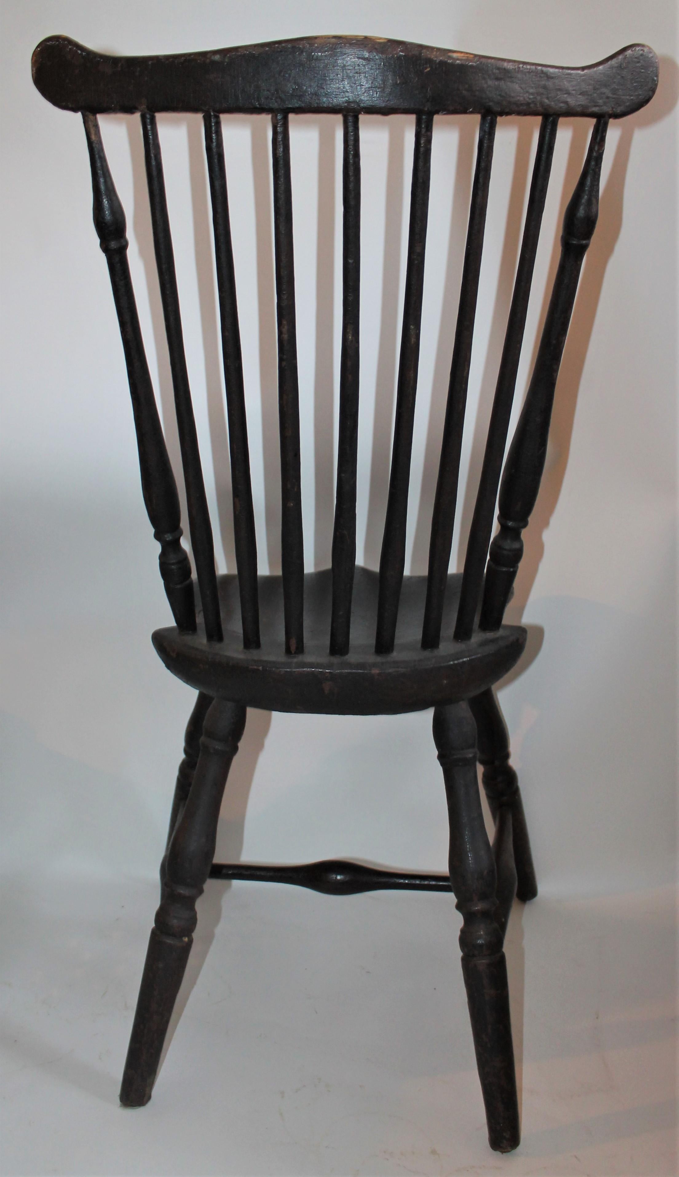18th Century and Earlier Fantastic 18thc Original Painted New England Windsor Side  Chair