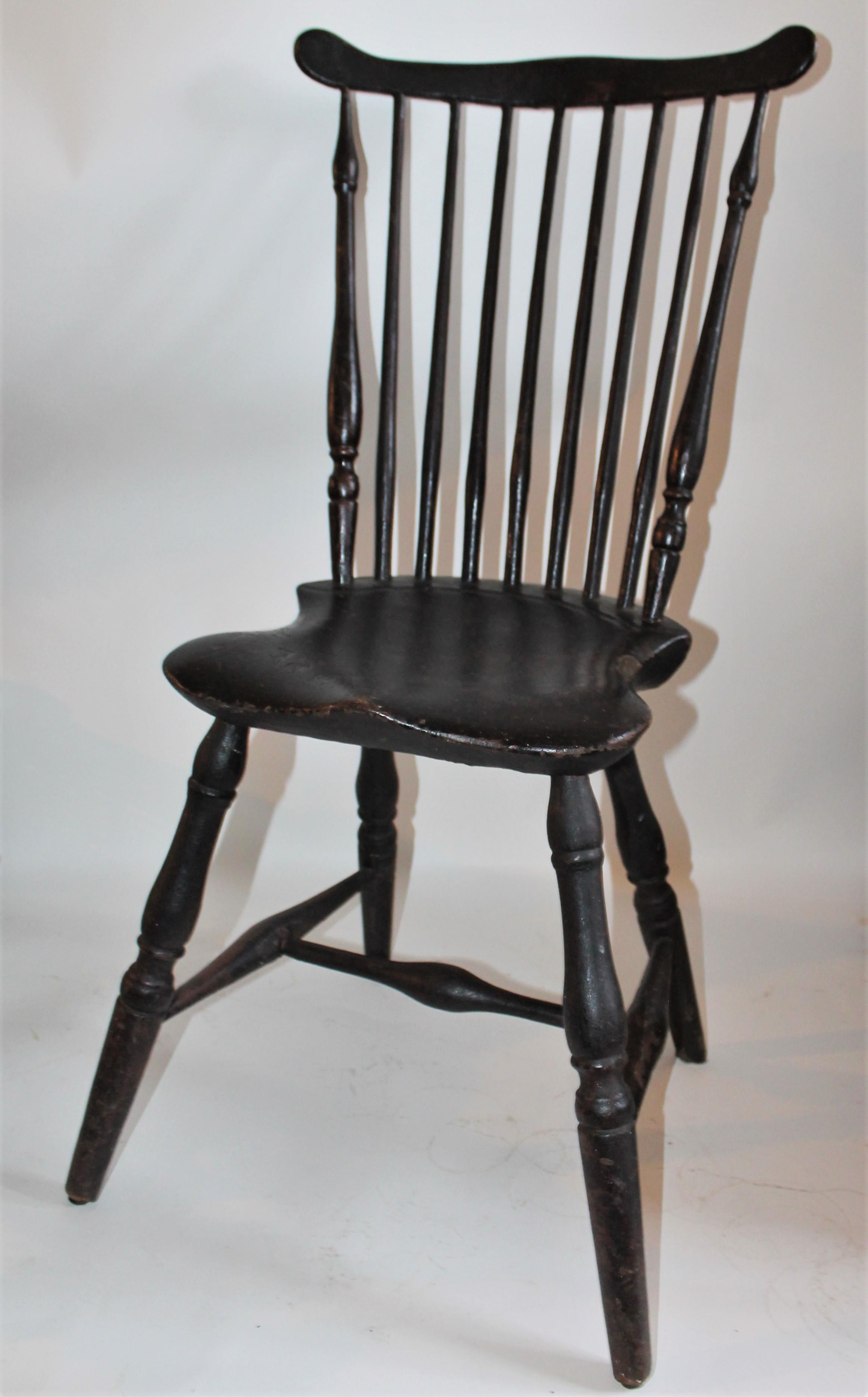 Fantastic 18thc Original Painted New England Windsor Side  Chair 2