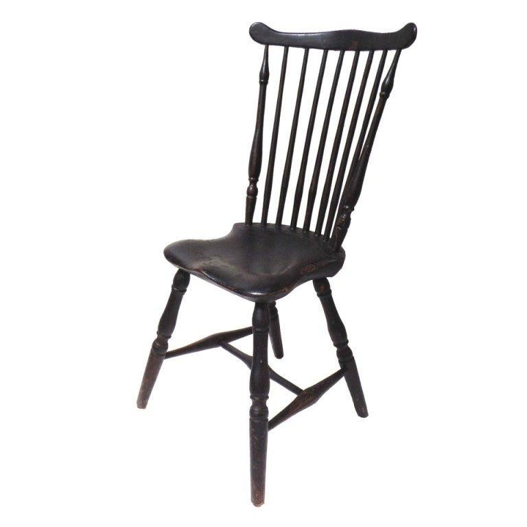 Fantastic 18thc Original Painted New England Windsor Side  Chair