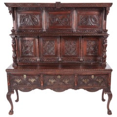 Fantastic 19th Century Antique Carved Oak Dresser