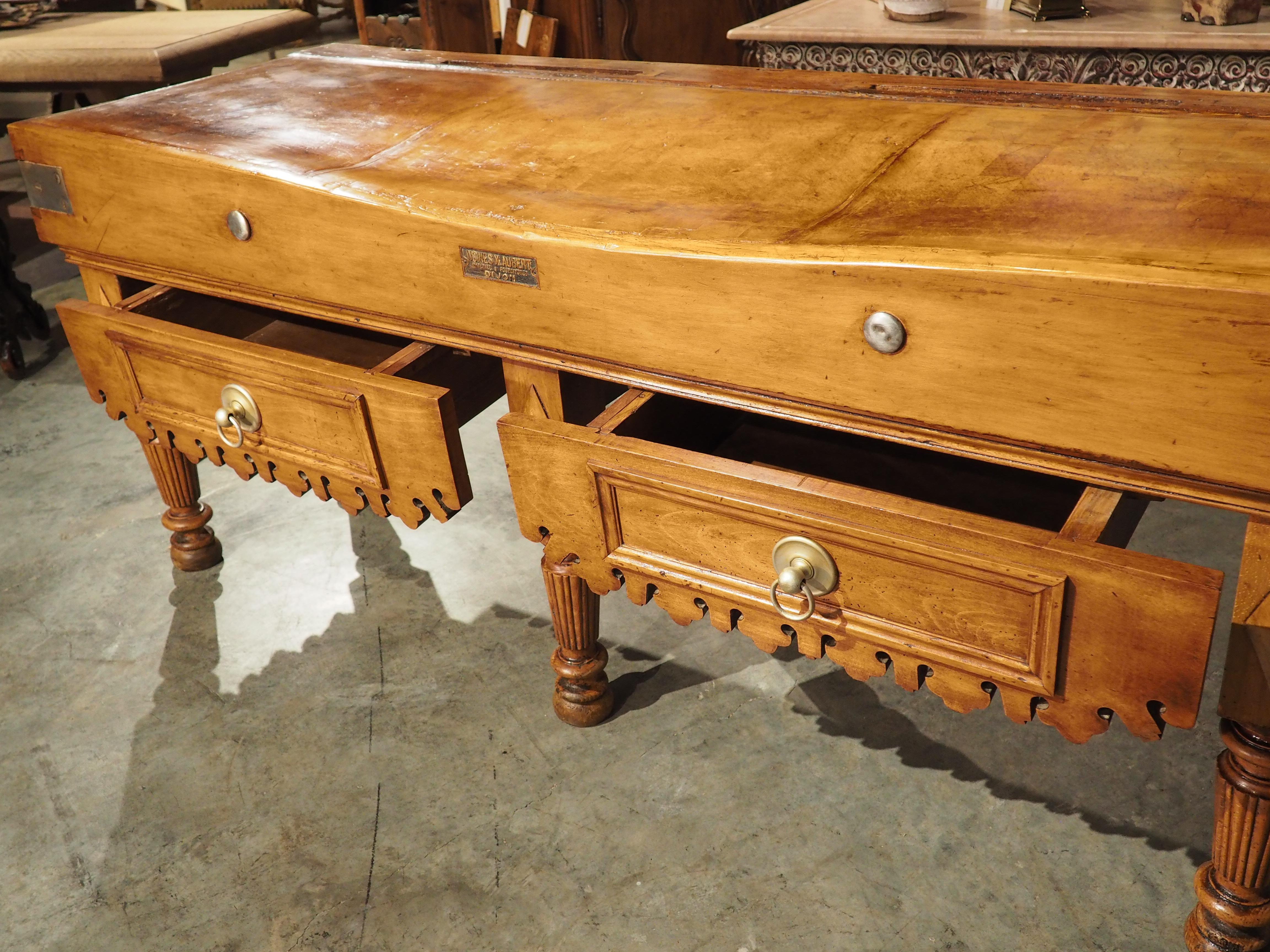French Fantastic 19th Century Double Butcher Block Kitchen Island from Dijon, France