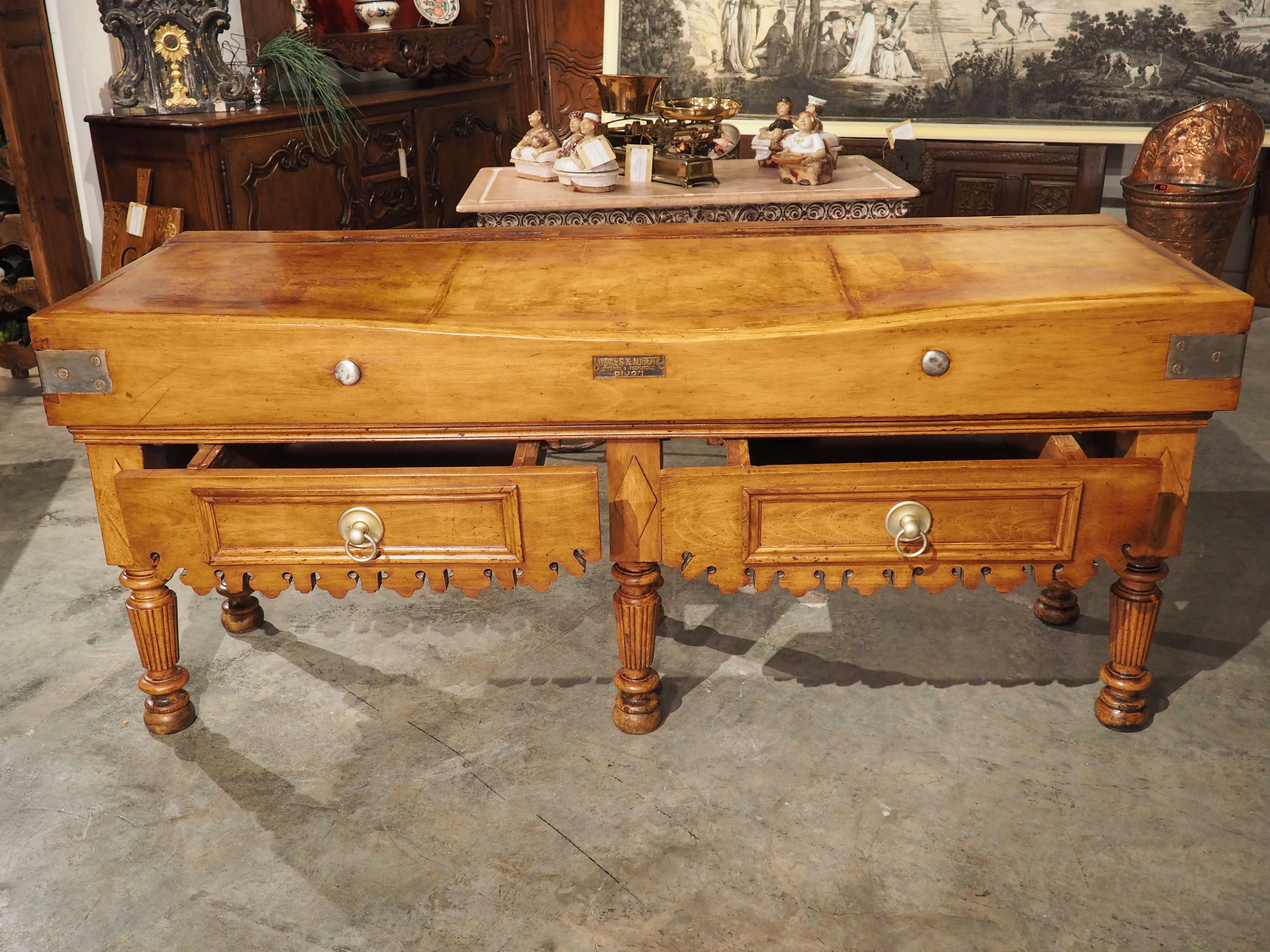 Polished Fantastic 19th Century Double Butcher Block Kitchen Island from Dijon, France