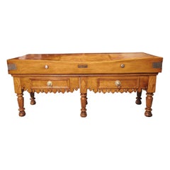 Fantastic 19th Century Double Butcher Block Kitchen Island from Dijon, France