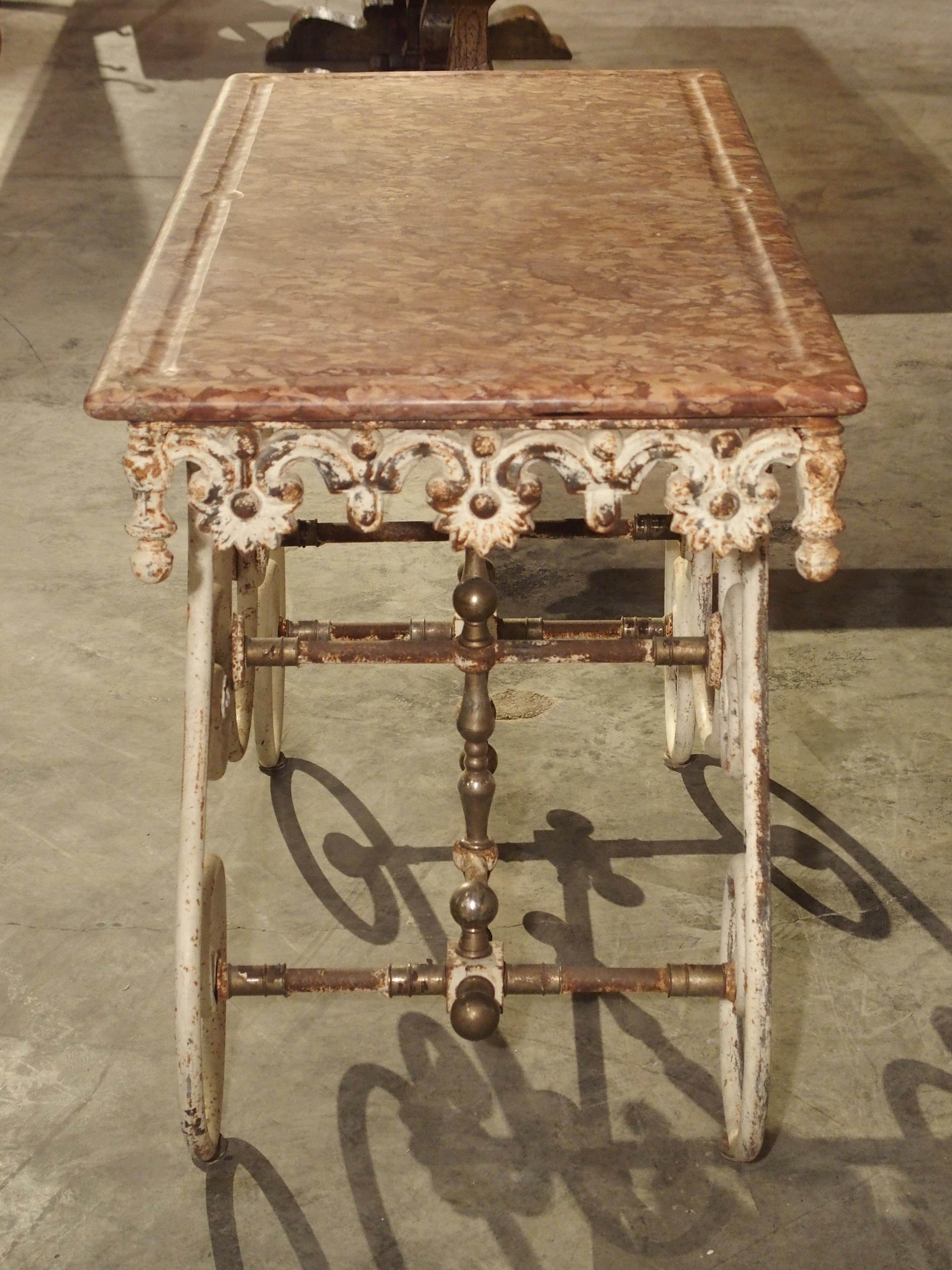 Fantastic 19th Century French Butchers Display Table with Rosso Verona Marble 11