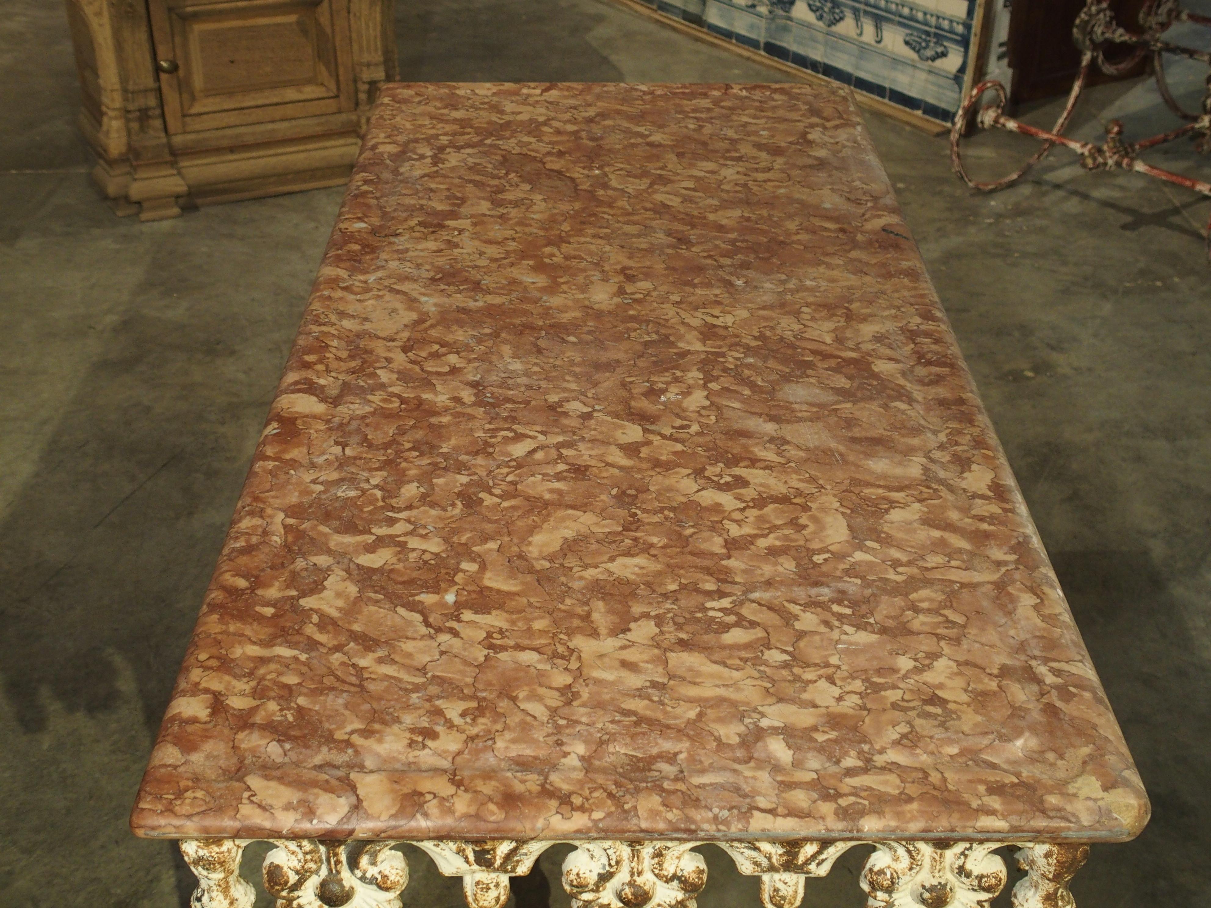 Fantastic 19th Century French Butchers Display Table with Rosso Verona Marble 2