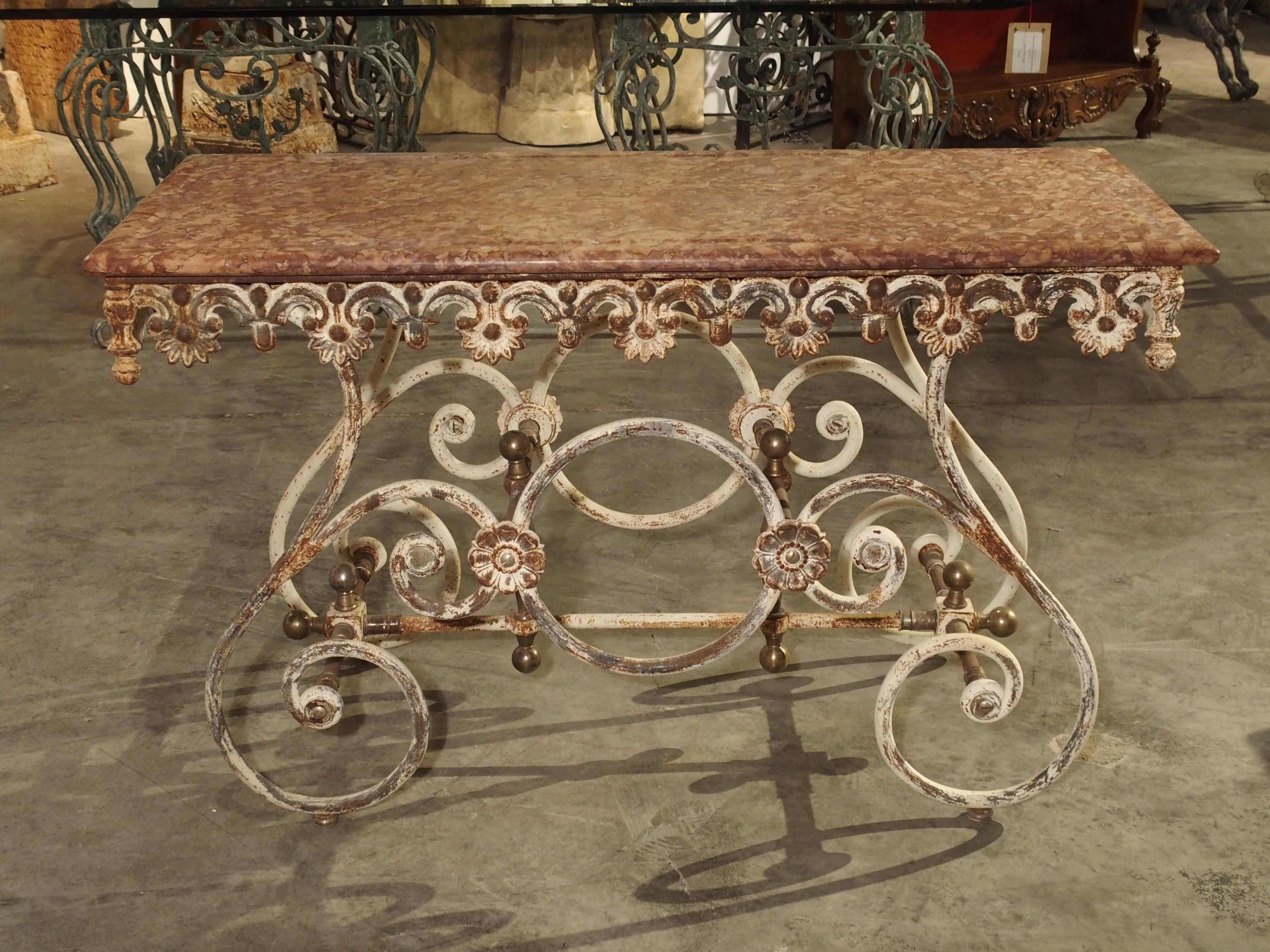 Fantastic 19th Century French Butchers Display Table with Rosso Verona Marble 4