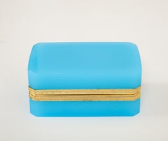 Fantastic 19th Century French Dore Bronze Mounted Blue Opaline Crystal Box