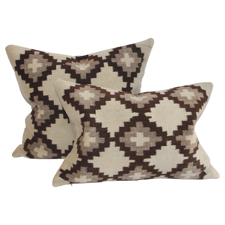 Fantastic 19th Century Navajo Indian Weaving Pillows, 2 For Sale