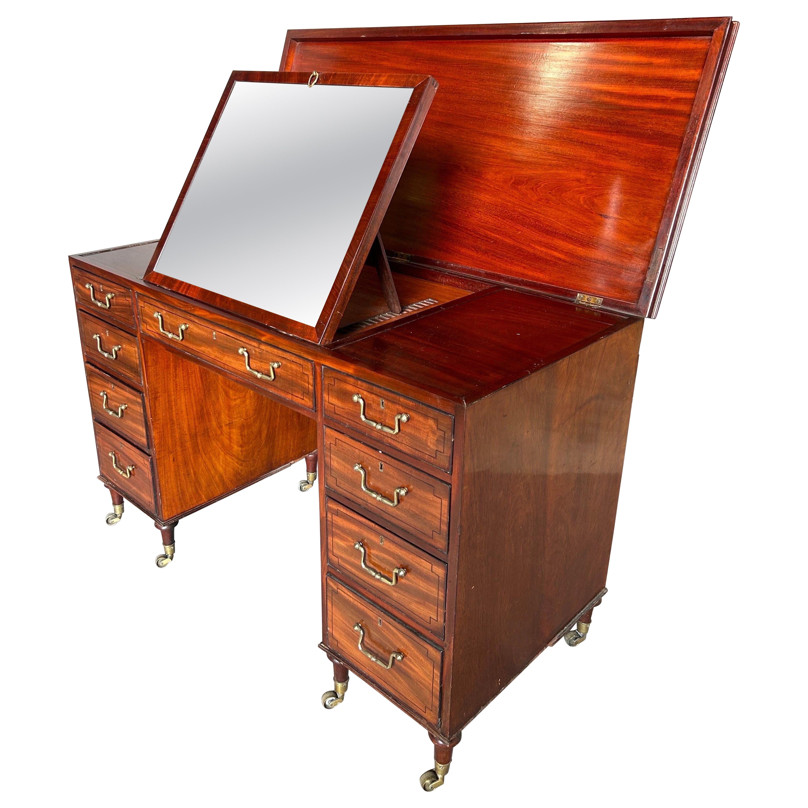 Fantastic 19th century Regency period mahogany metamorphic dressing desk For Sale