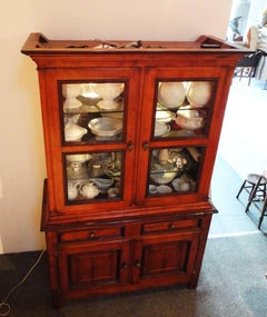 Fantastic 19th Century Two-Piece Walnut Stepback Wall Cupboard