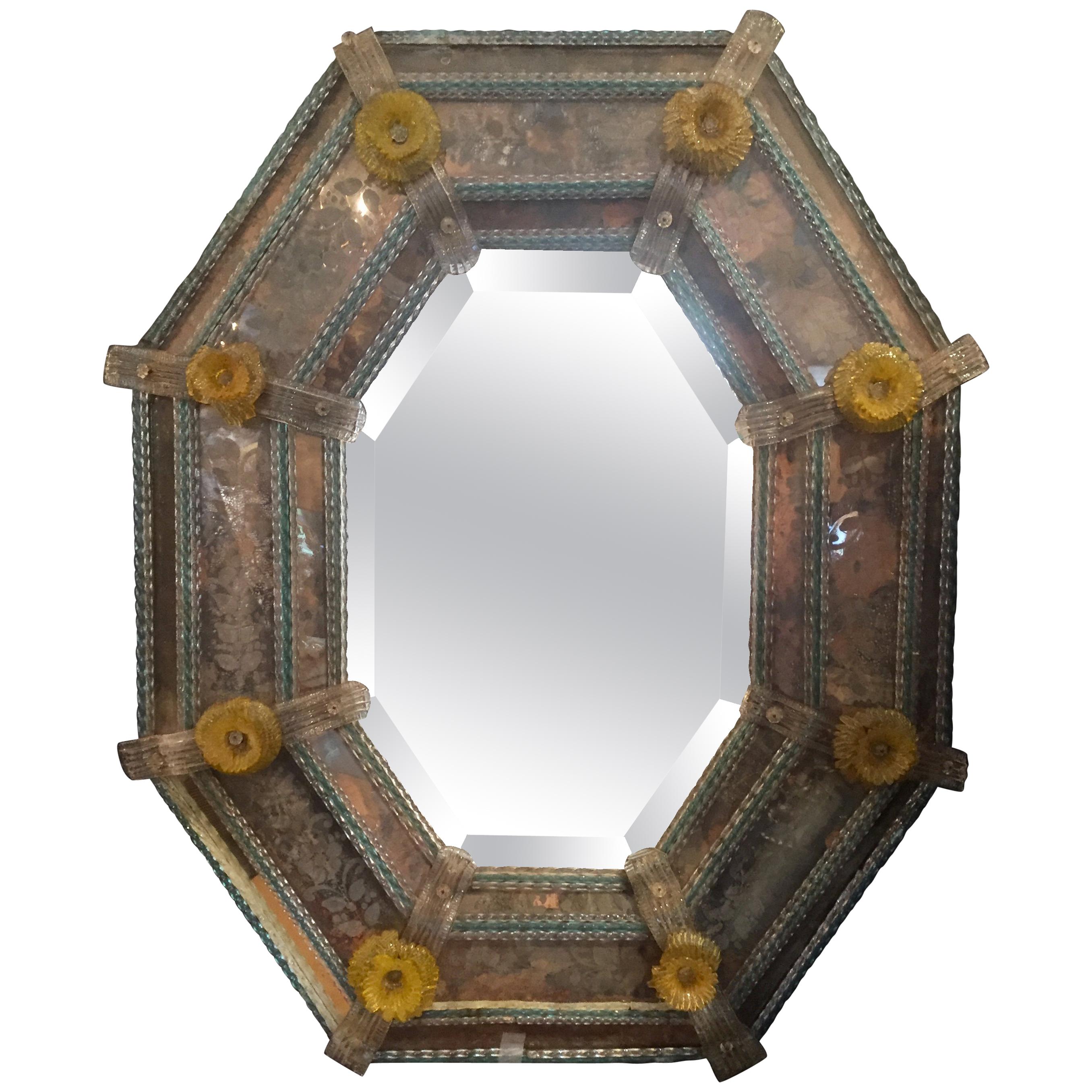Fantastic 19th Century Venetian Mirror in Rare Colors