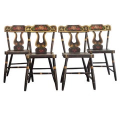 Fantastic 19thc Original Paint Decorated Chairs From Pennsylvania