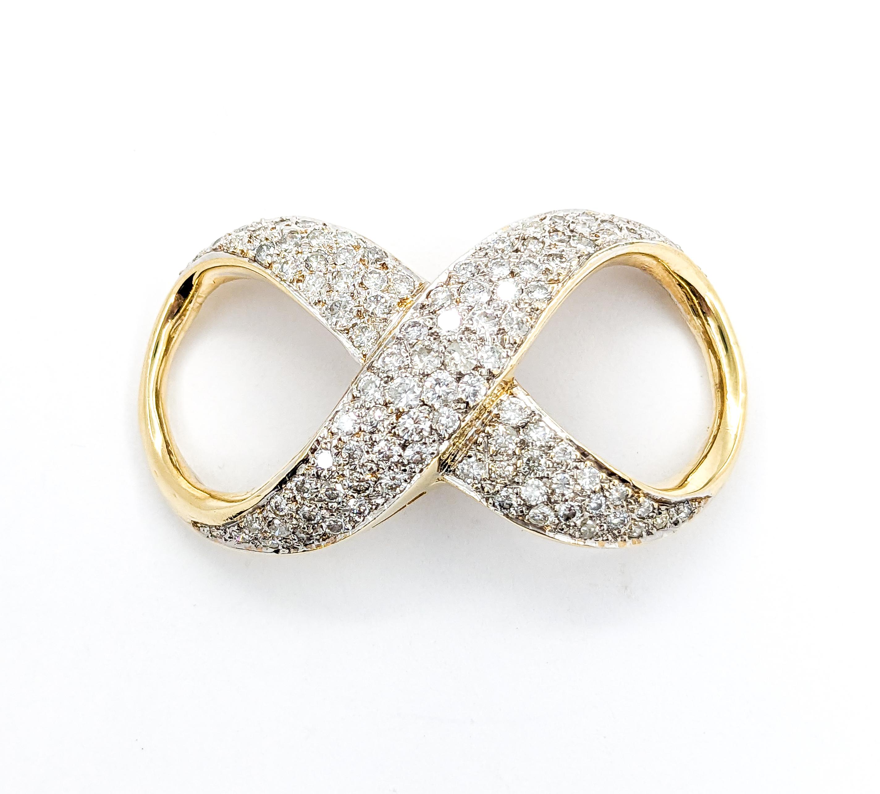 Fantastico ciondolo infinito con diamanti a pavé da 2,00 carati in oro giallo in vendita 2
