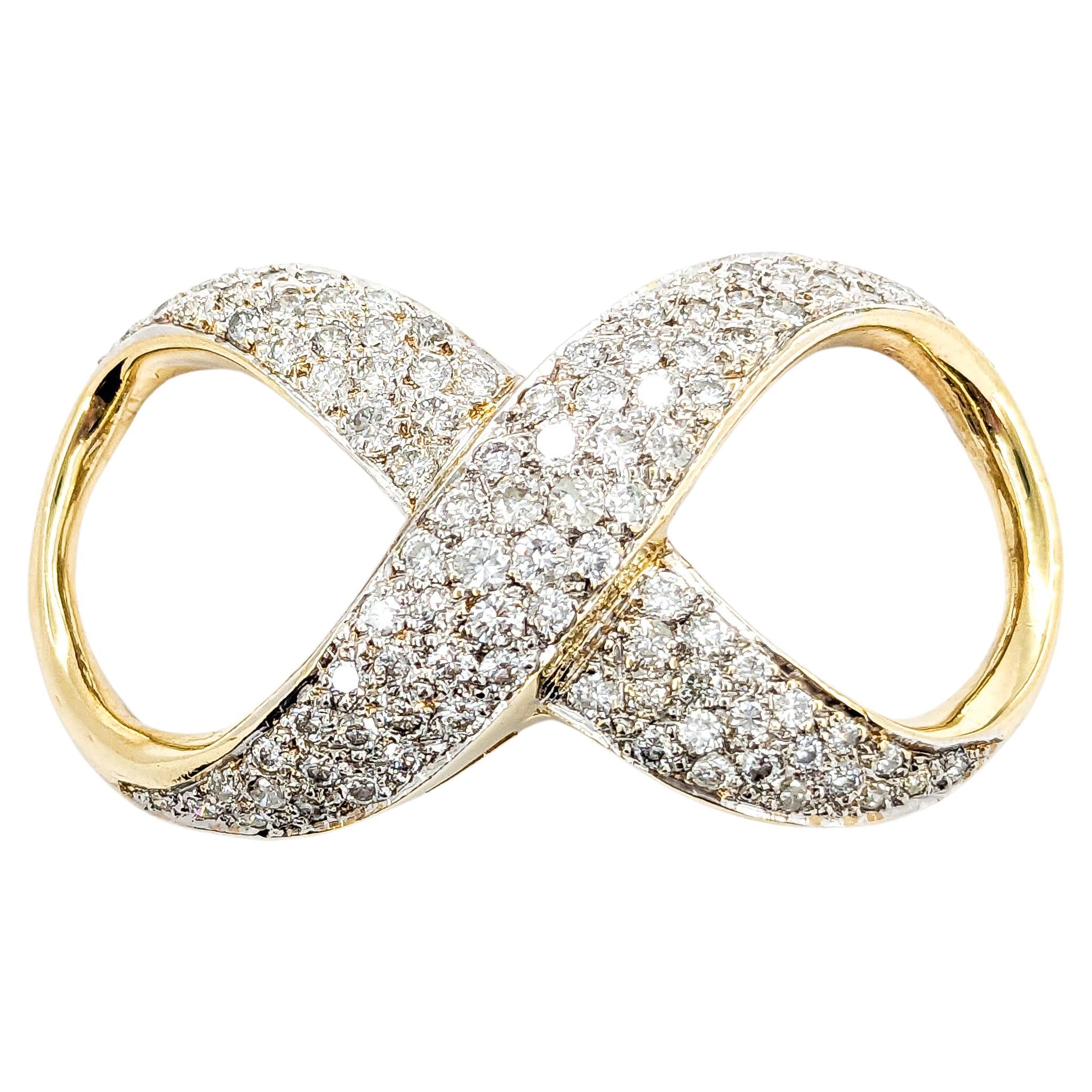 Fantastic 2.00ctw Pave Diamond Infinity Pendant Slide in Yellow Gold