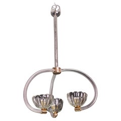 Fantastic 3 Cup Barovier e Toso Art Deco Chandelier, 1940s