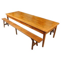 Fantastic 3M Long French Farmhouse Table With Two Benches