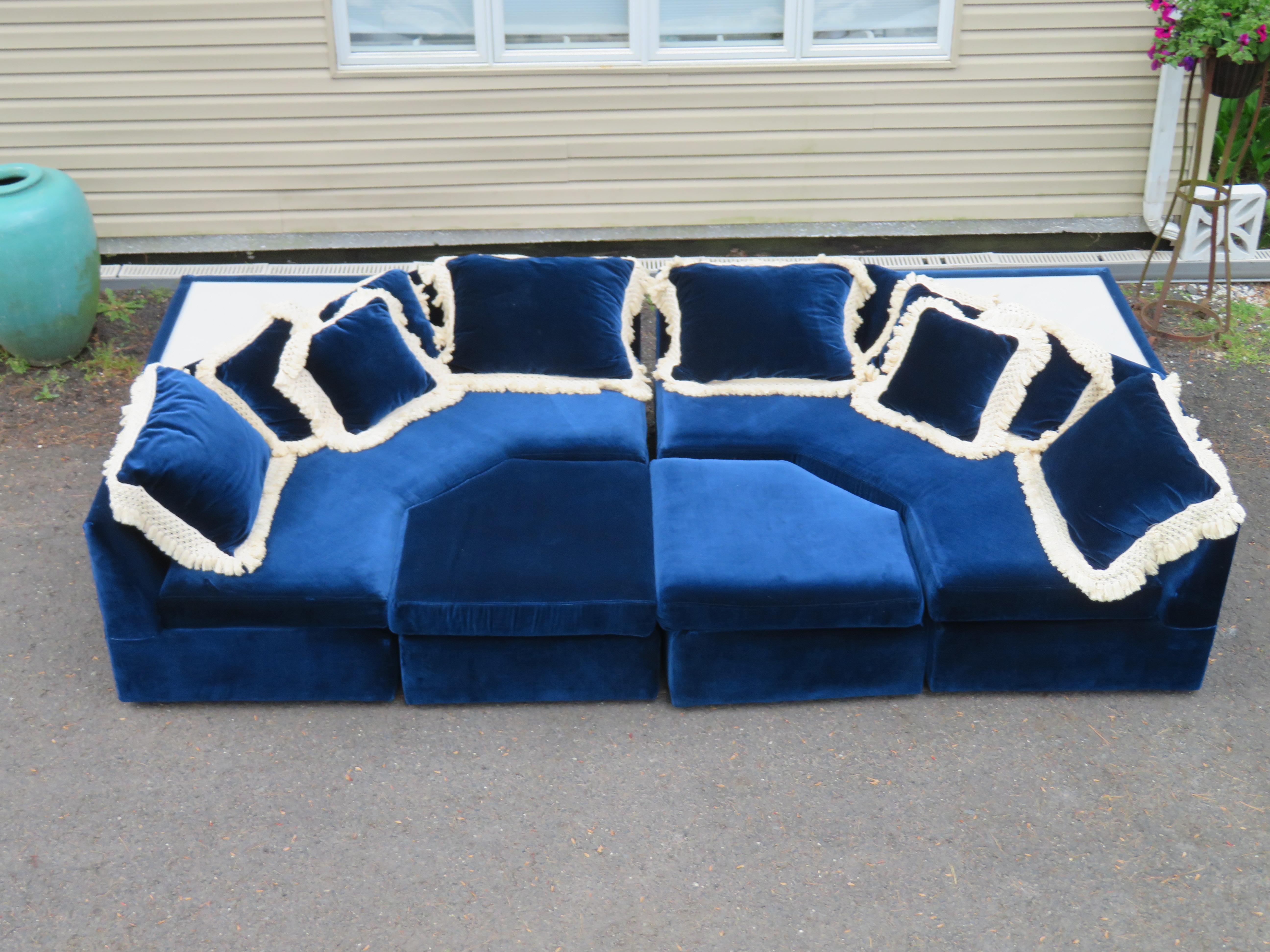 Fantastic 6 Piece Milo Baughman Style Sectional Sofa Carson's Mid-Century Modern For Sale 12