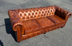 Fantastic 7ft Cigar Brown Leather Custom-Made Leather Chesterfield Sofa
