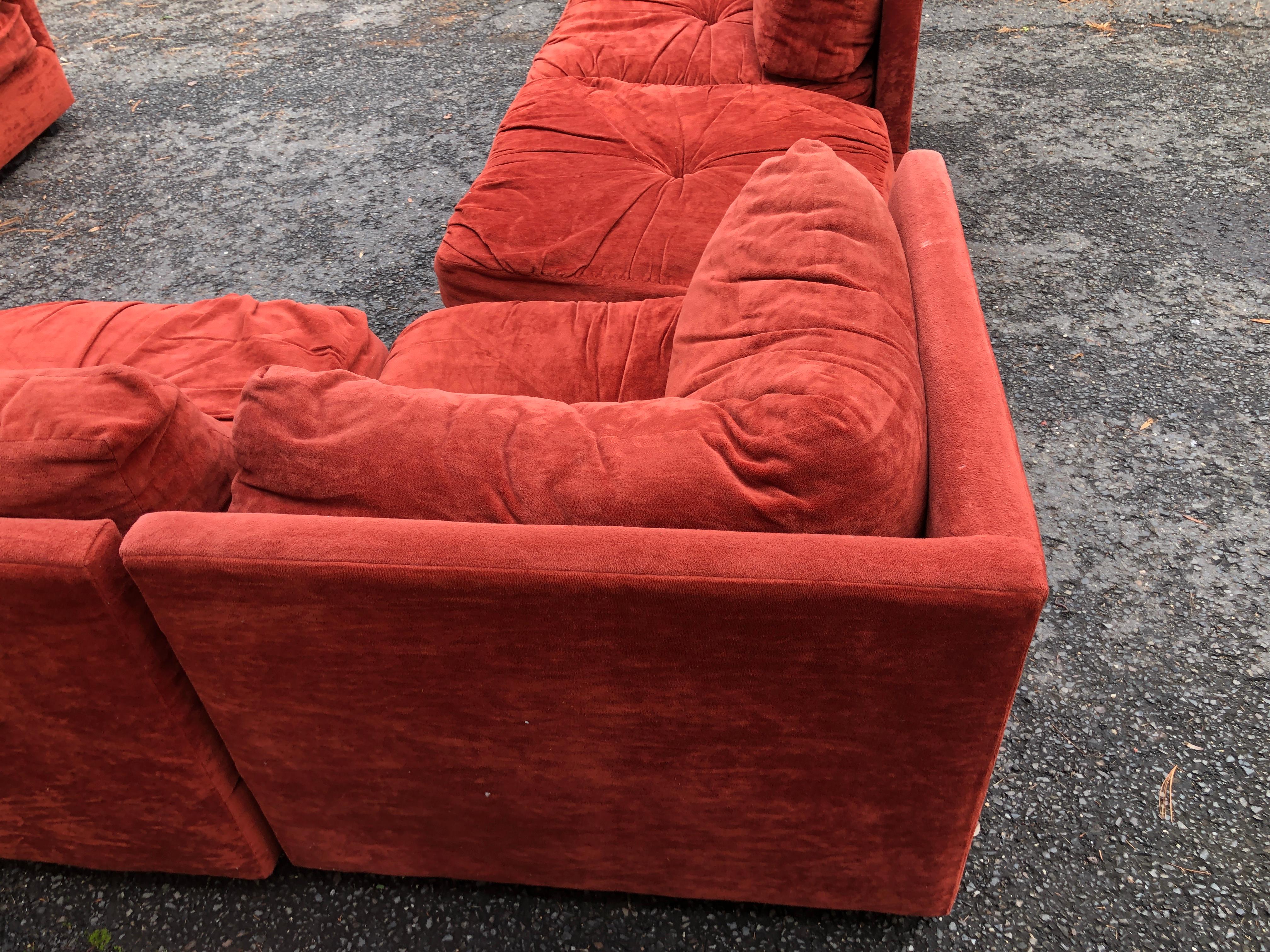 Fantastic 8 Piece Milo Baughman Style Cube Sectional Sofa Mid-Century Modern 4