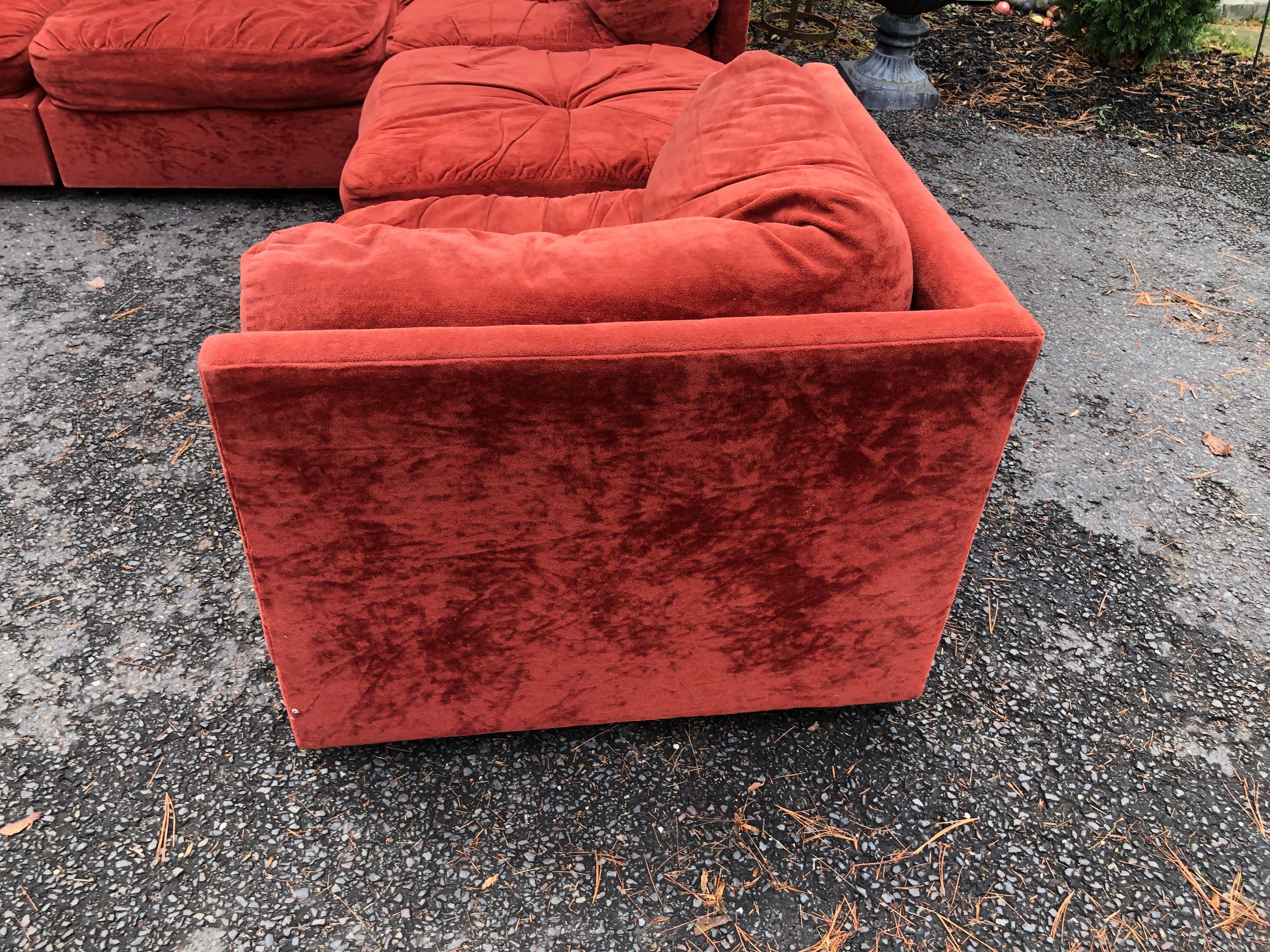 Fantastic 8 Piece Milo Baughman Style Cube Sectional Sofa Mid-Century Modern In Good Condition In Pemberton, NJ