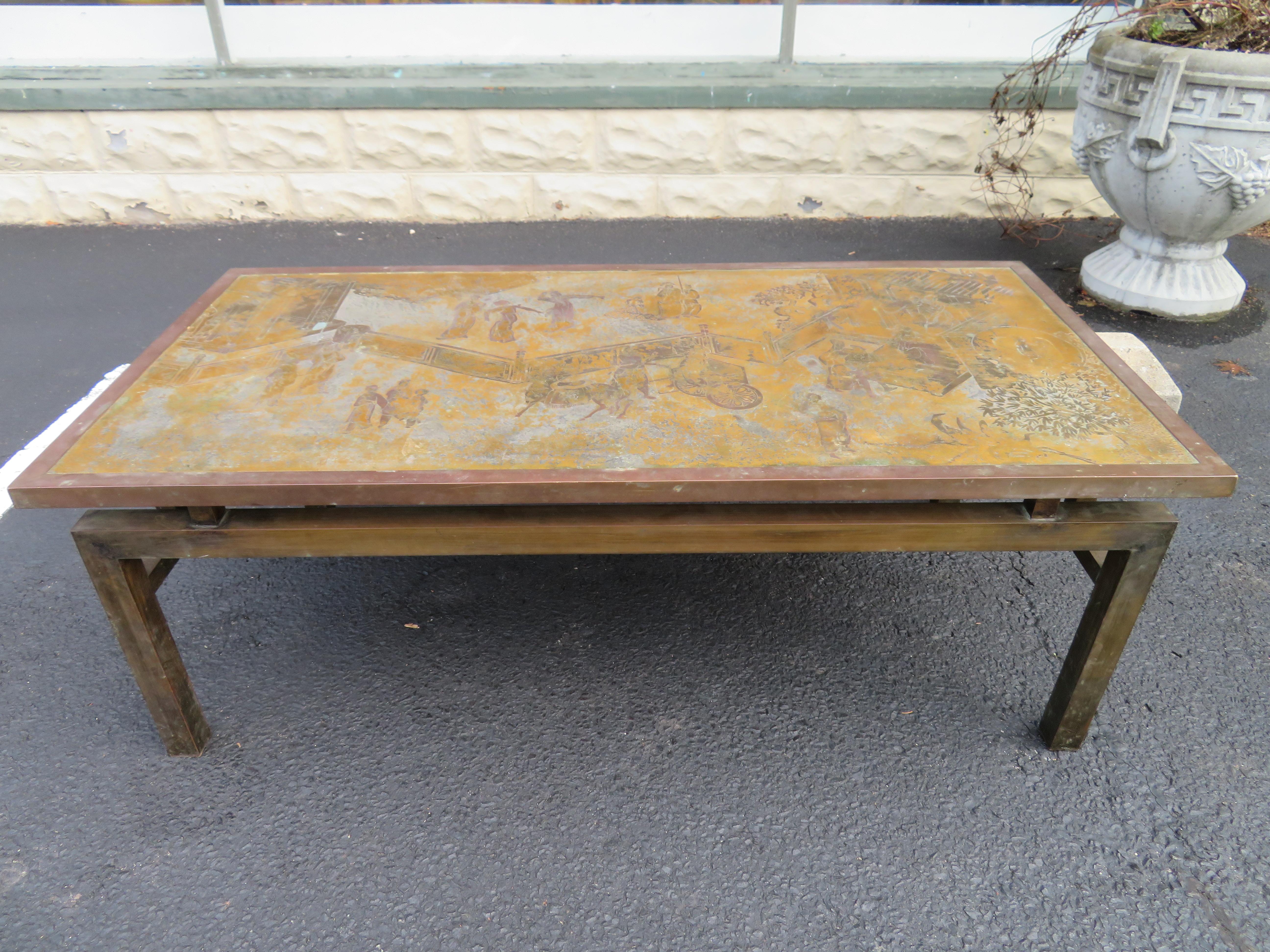 Fantastic Acid Etched Asian Inspired Coffee Table by Phillip and Kelvin Laverne For Sale 6