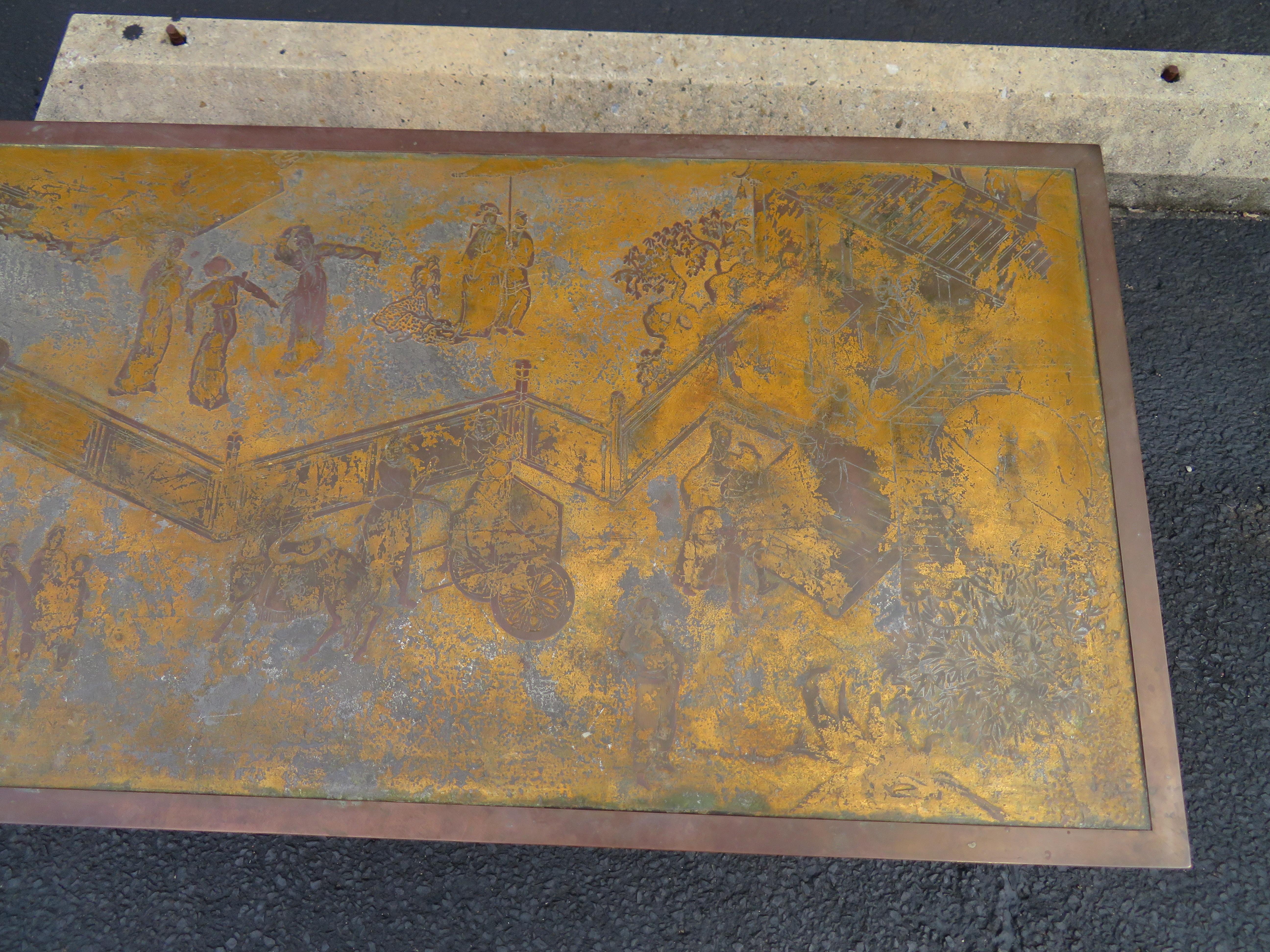 Fantastic Acid Etched Asian Inspired Coffee Table by Phillip and Kelvin Laverne For Sale 1