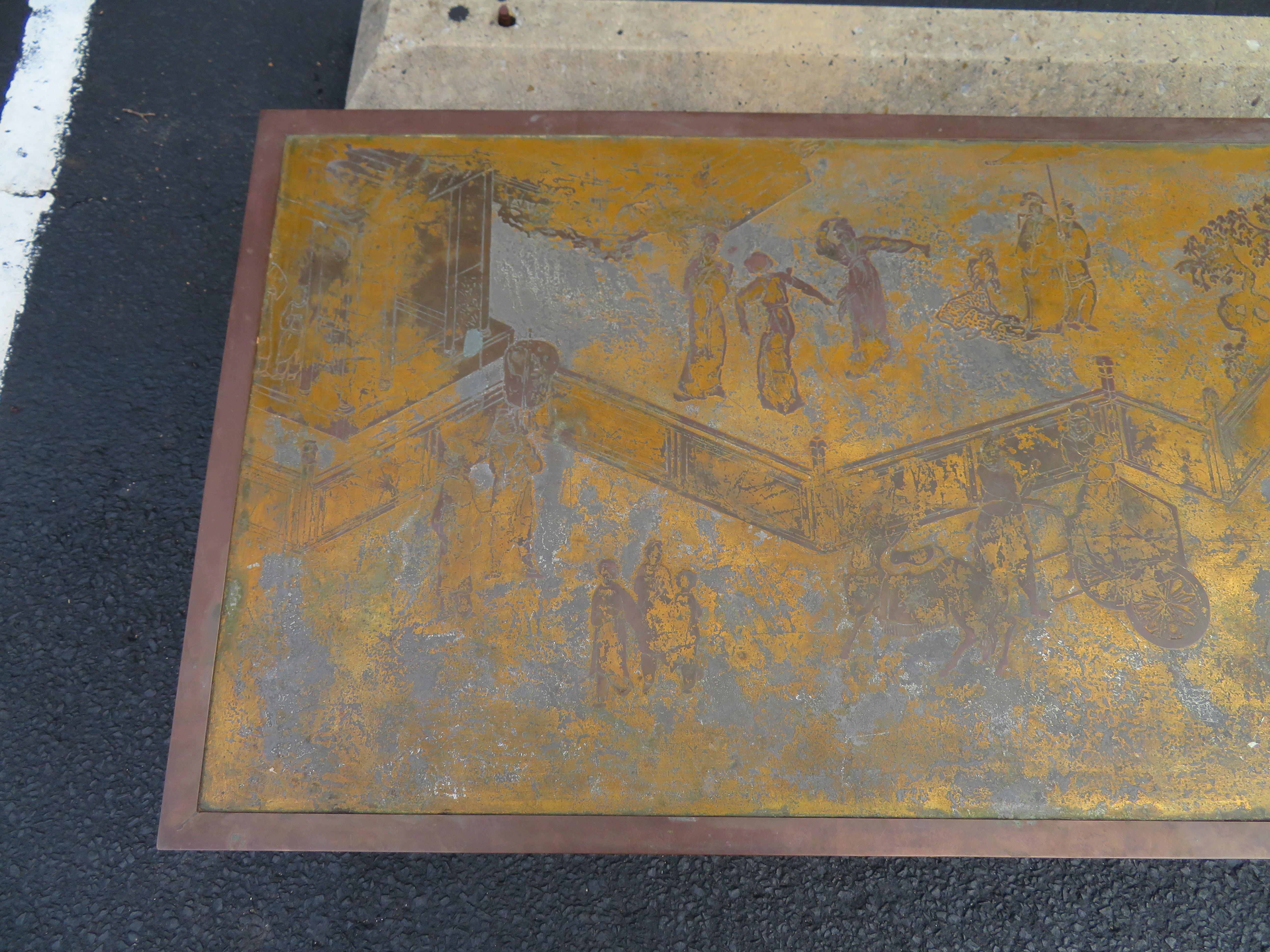 Fantastic Acid Etched Asian Inspired Coffee Table by Phillip and Kelvin Laverne For Sale 2
