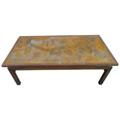 Fantastic Acid Etched Asian Inspired Coffee Table by Phillip and Kelvin Laverne