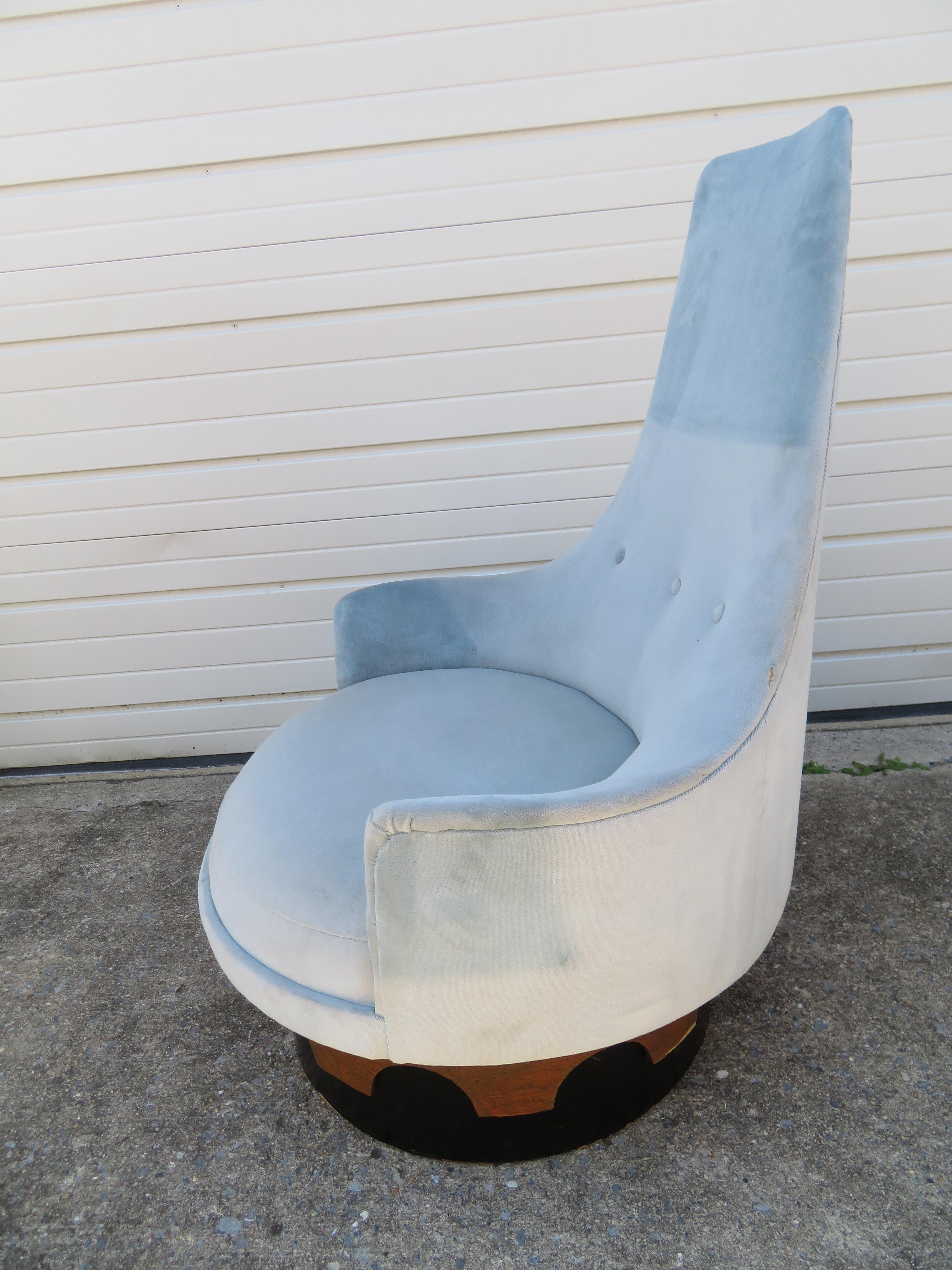 Américain Fantastique fauteuil de roi pivotant Adrian Pearsall à haut dossier, mi-siècle moderne en vente