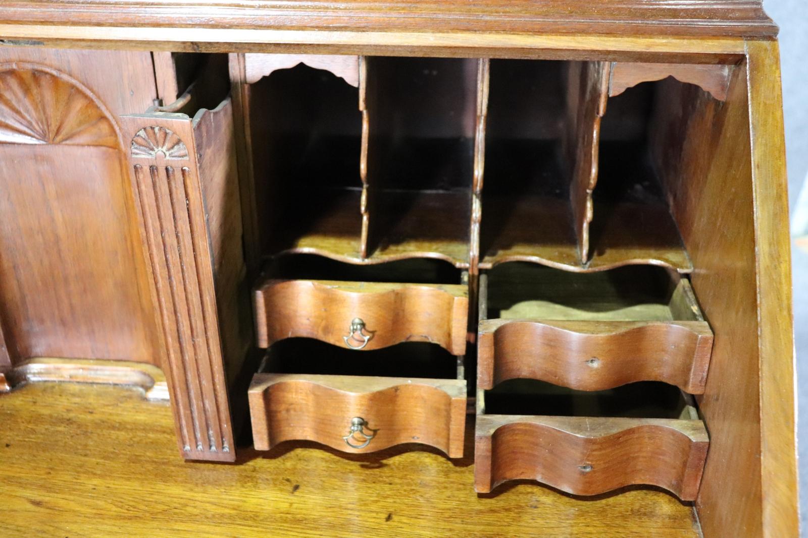 Fantastic American Centennial Solid Walnut Philadelphia Carved Secretary Desk For Sale 5