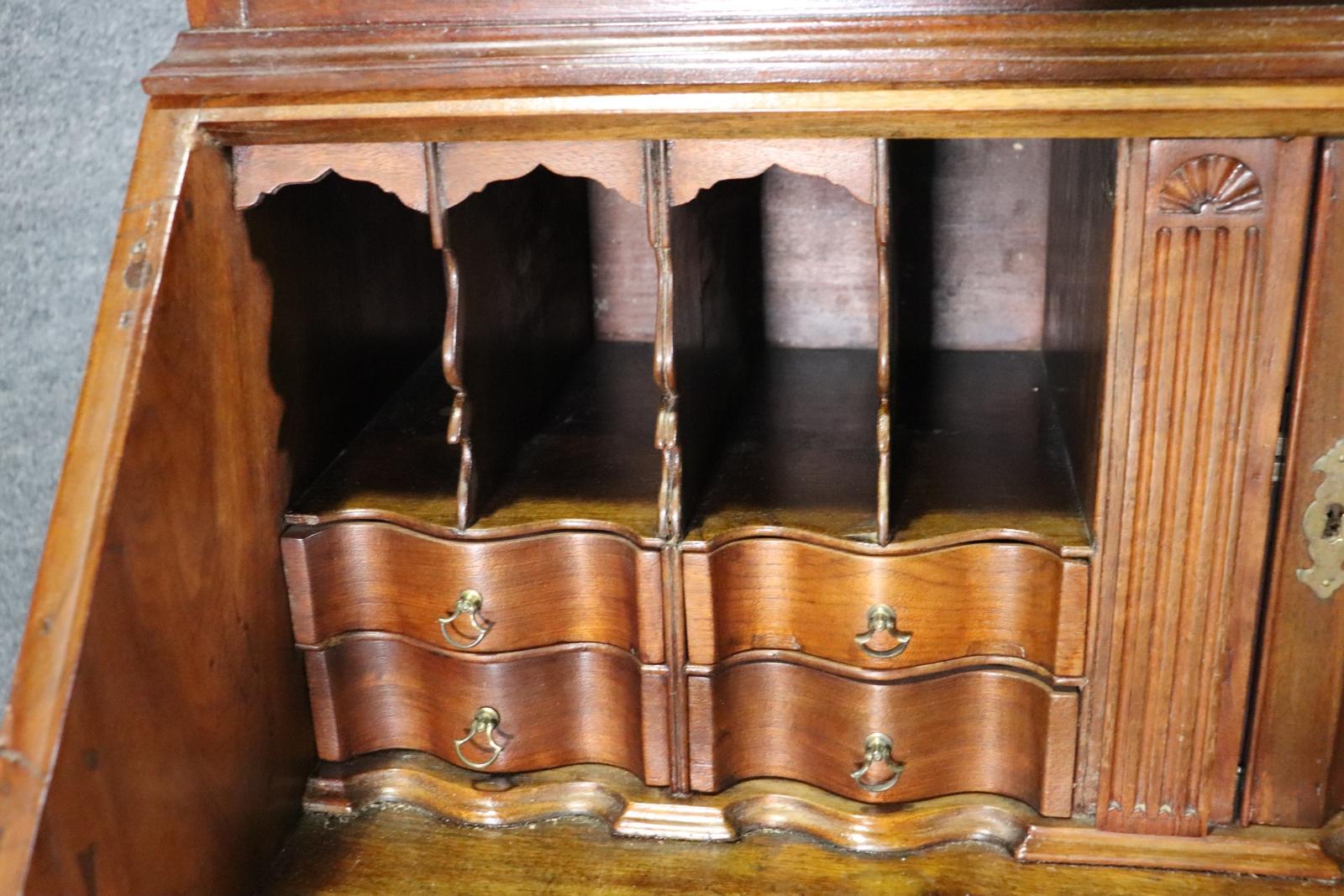Fantastic American Centennial Solid Walnut Philadelphia Carved Secretary Desk For Sale 7
