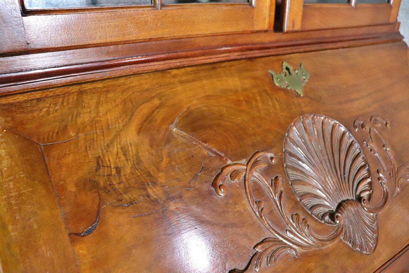 Fantastic American Centennial Solid Walnut Philadelphia Carved Secretary Desk For Sale 13