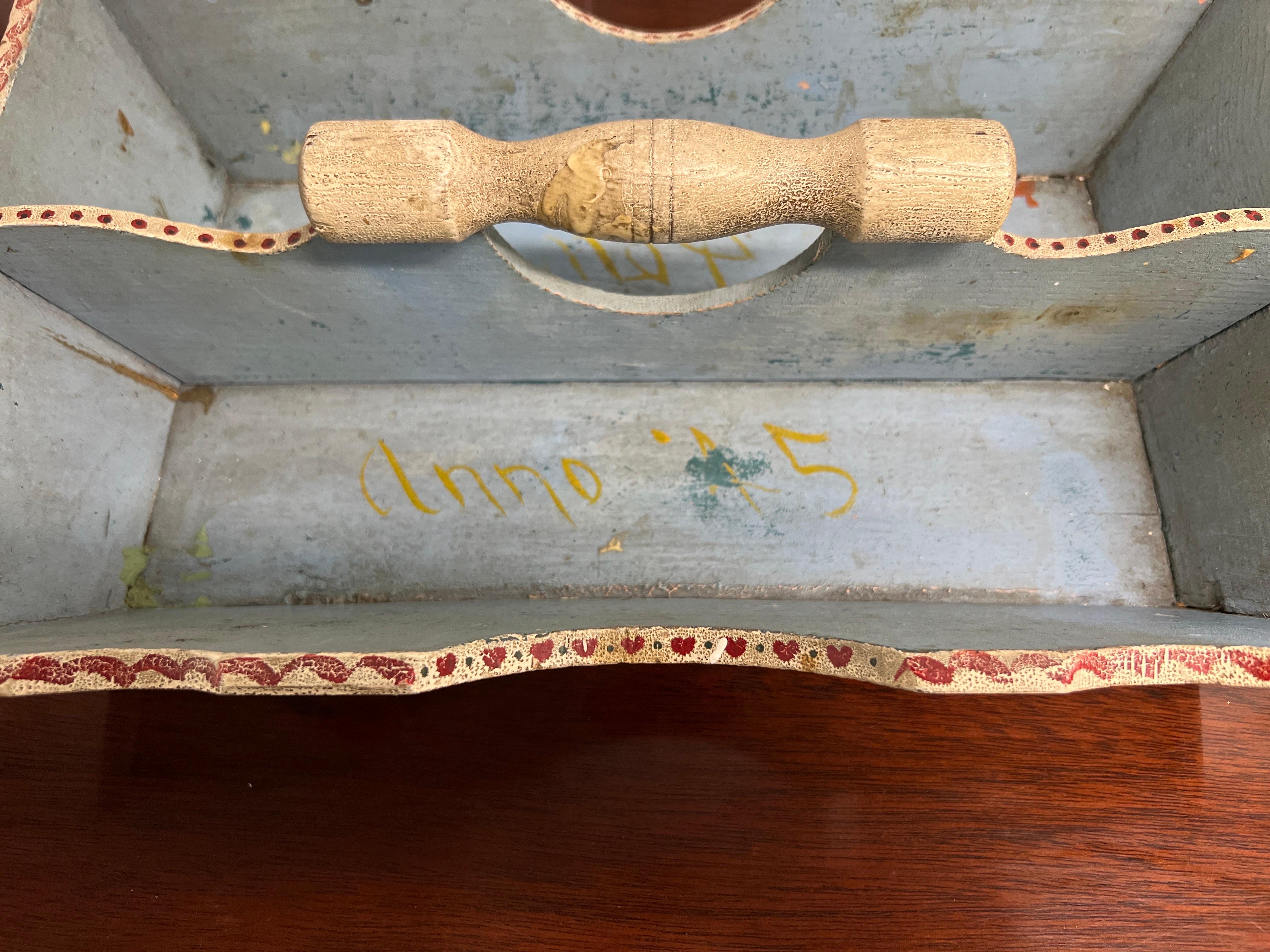  Fantastic American Paint Decorated Folk Art Cutlery Tray - Circa 1845 For Sale 5