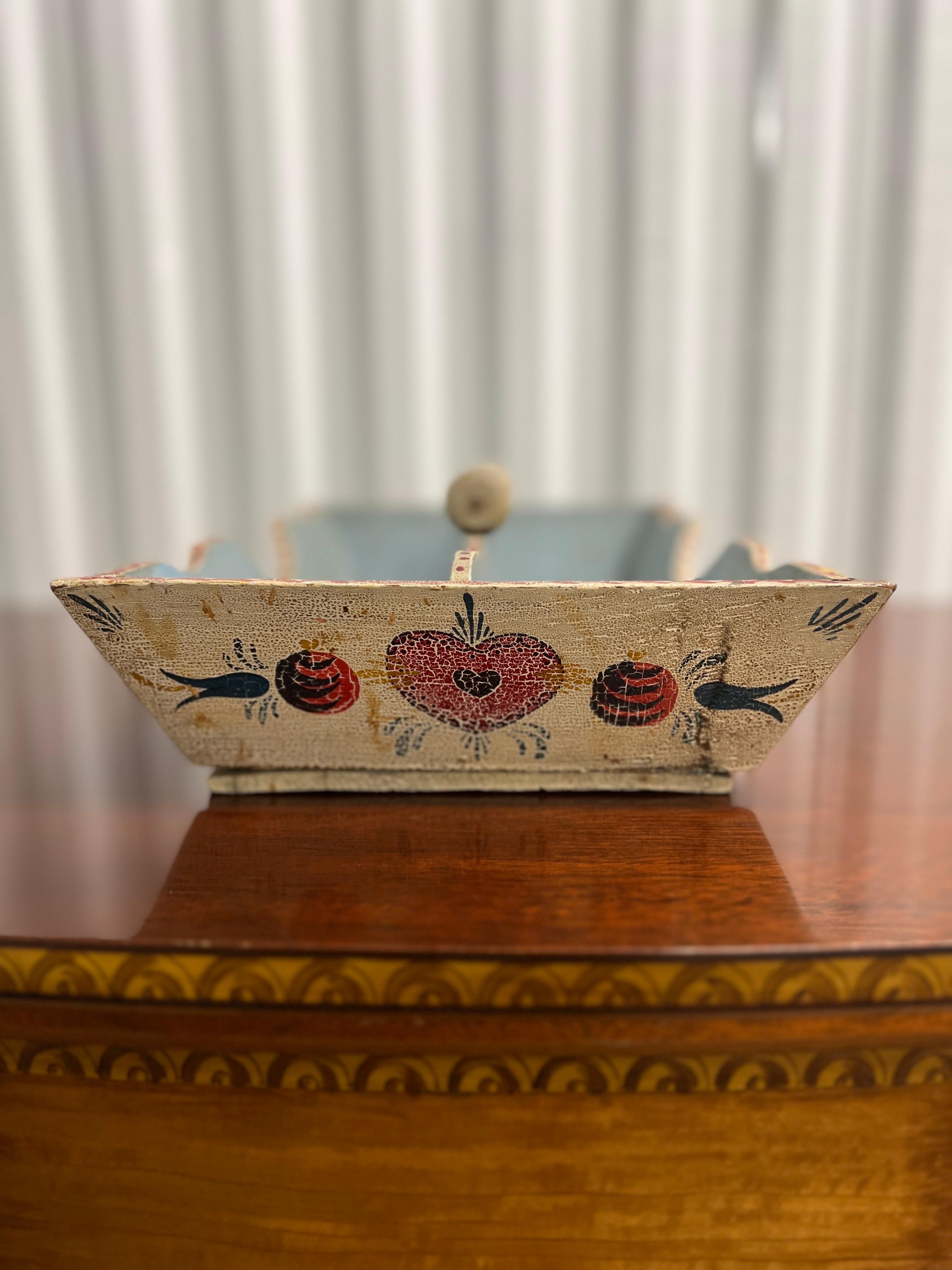  Fantastic American Paint Decorated Folk Art Cutlery Tray - Circa 1845 For Sale 2