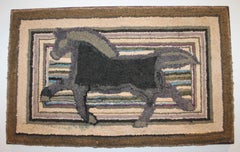 Fantastic and Folky Mounted Hand-Hooked Rug from Pennsylvania