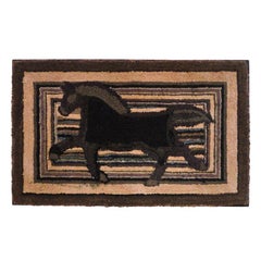 Fantastic and Folky Mounted Hand-Hooked Rug from Pennsylvania