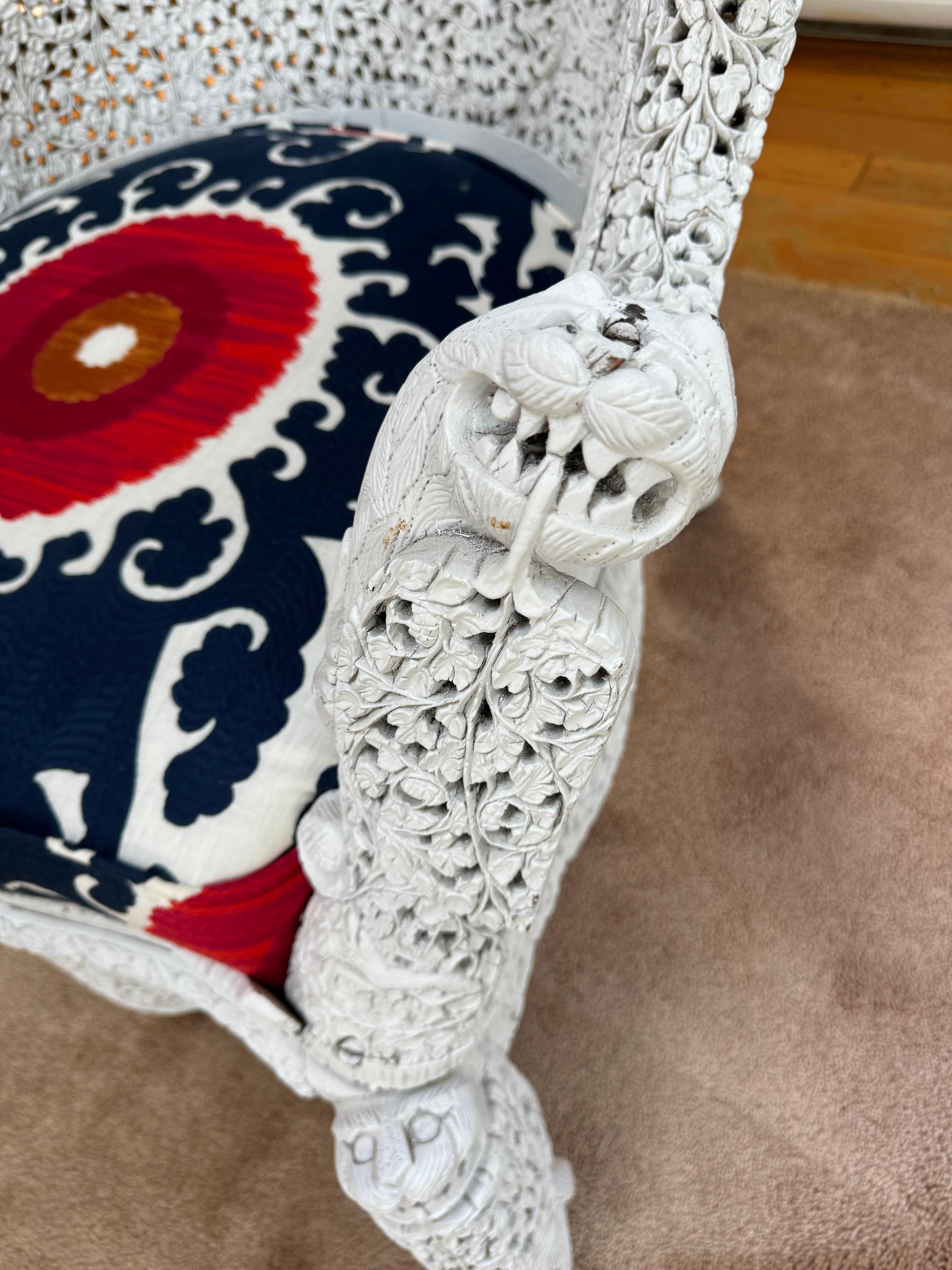 Fantastic Anglo Indian Arm Chair with Lee Jofa Suzani Custom Cushion 4