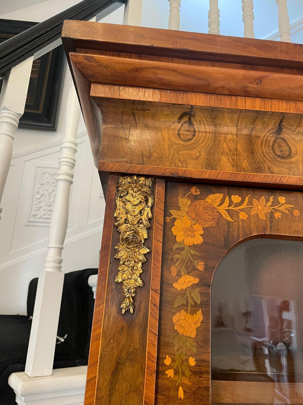 Fantastic Antique Burr Walnut Marquetry Inlaid Ormolu Mounted Bookcase Cabinet In Good Condition For Sale In Suffolk, GB