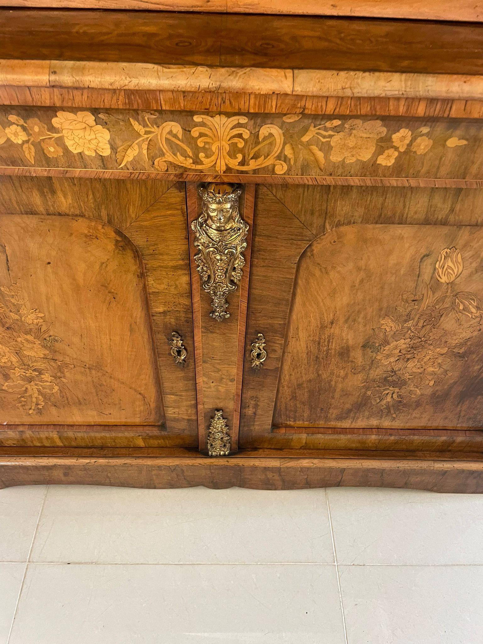 Antiker antiker Bücherregalschrank aus Wurzelnussholz mit Intarsien aus Goldbronze (Walnuss) im Angebot