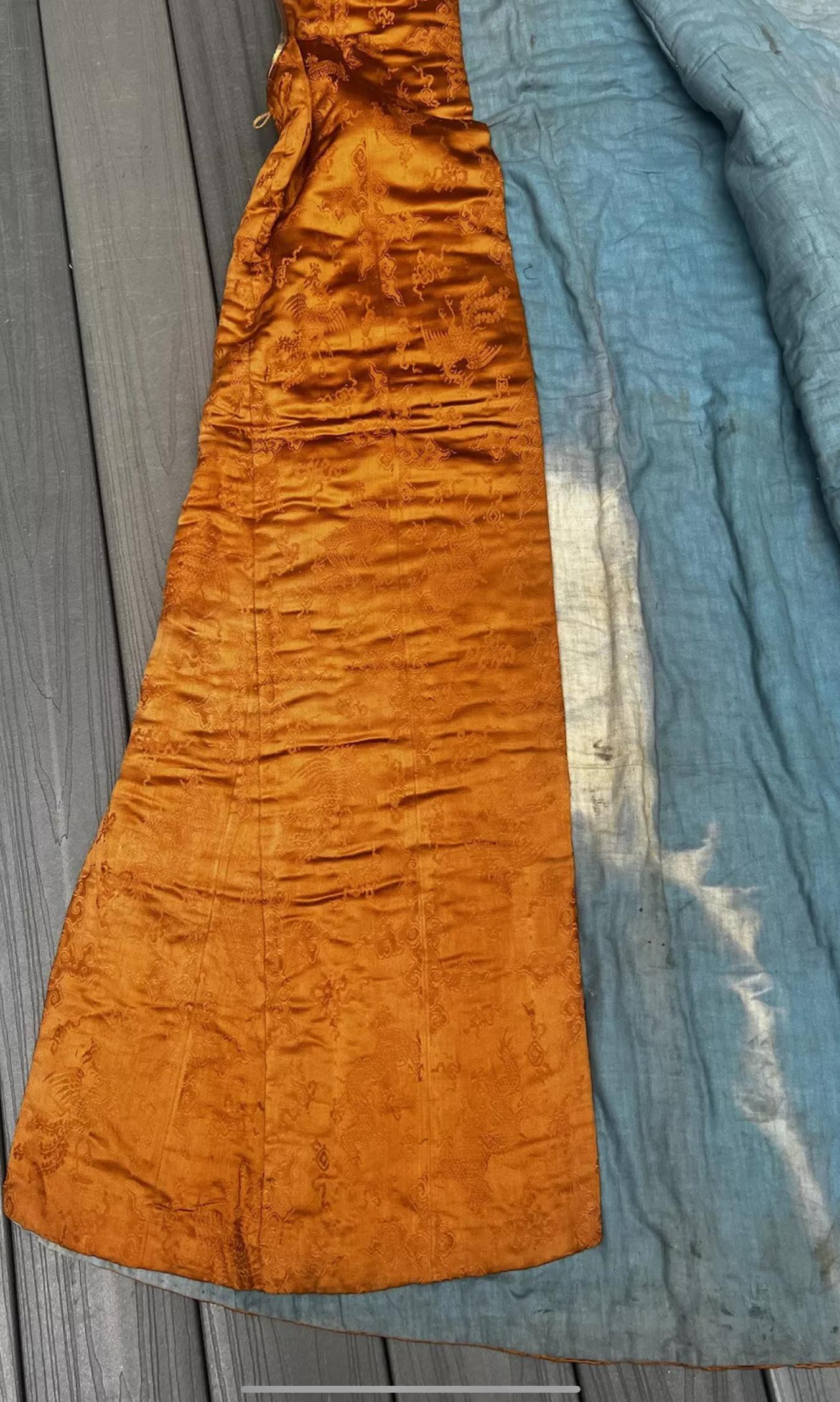 Fantastic Antique Chinese Silk Brocade Vest Dragons & Phoenixes Qing Period For Sale 4