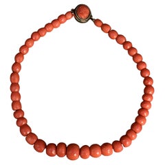 Fantastic Antique Coral Necklace Diamond Etched 101 Grams With Cameo