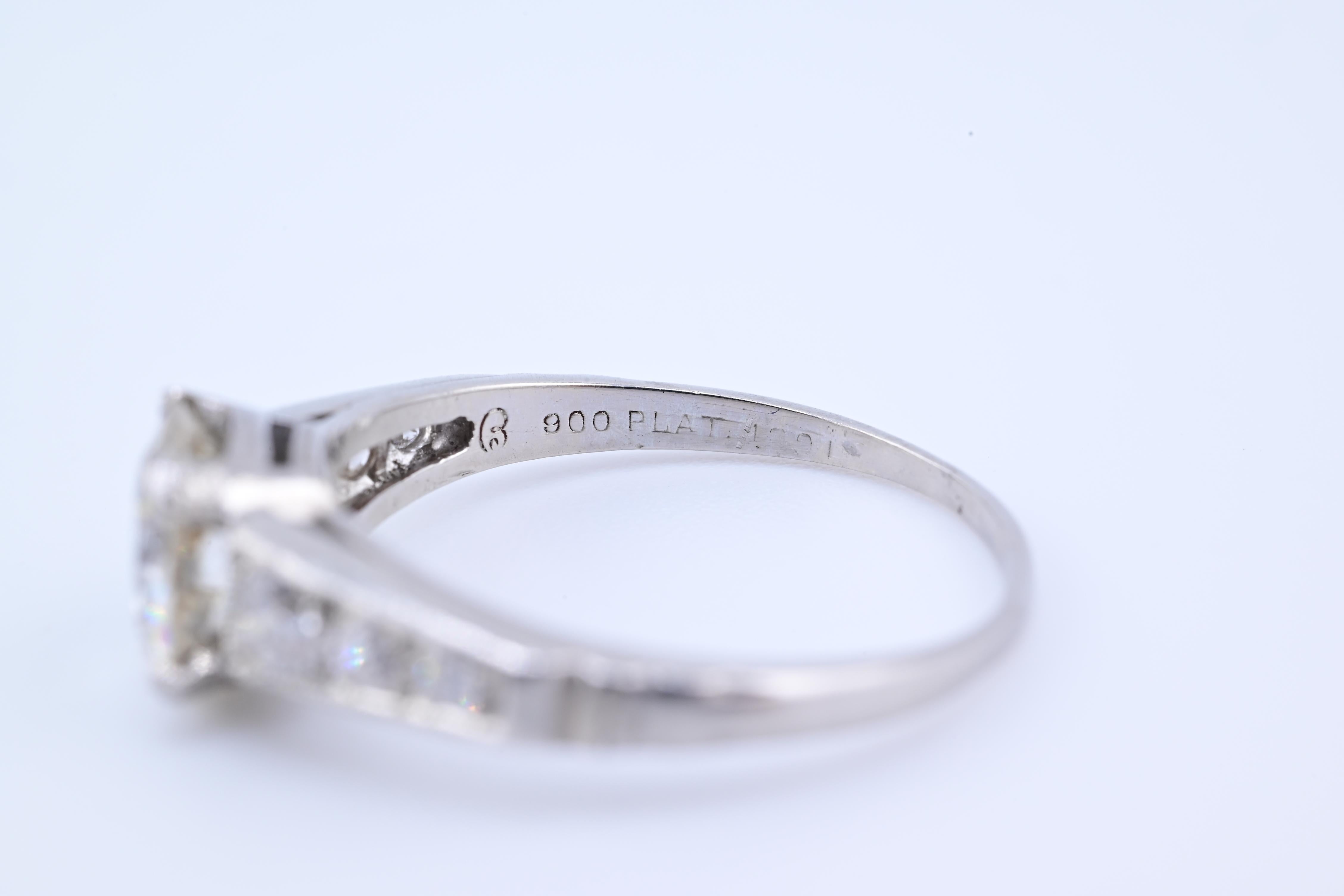 Fantastic Antique Diamond Ring With Old Euro Center Diamond 5