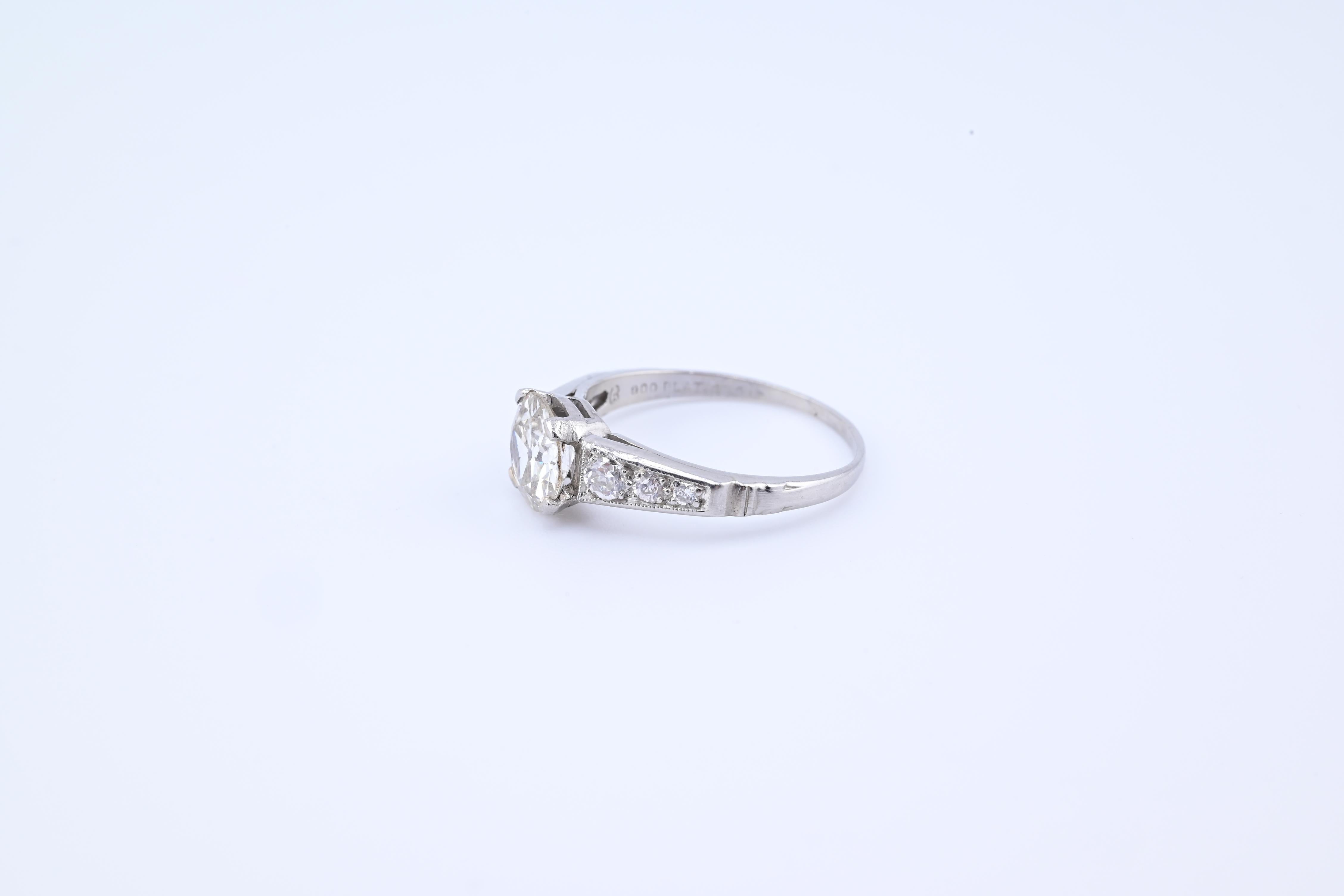 Fantastic Antique Diamond Ring With Old Euro Center Diamond 6
